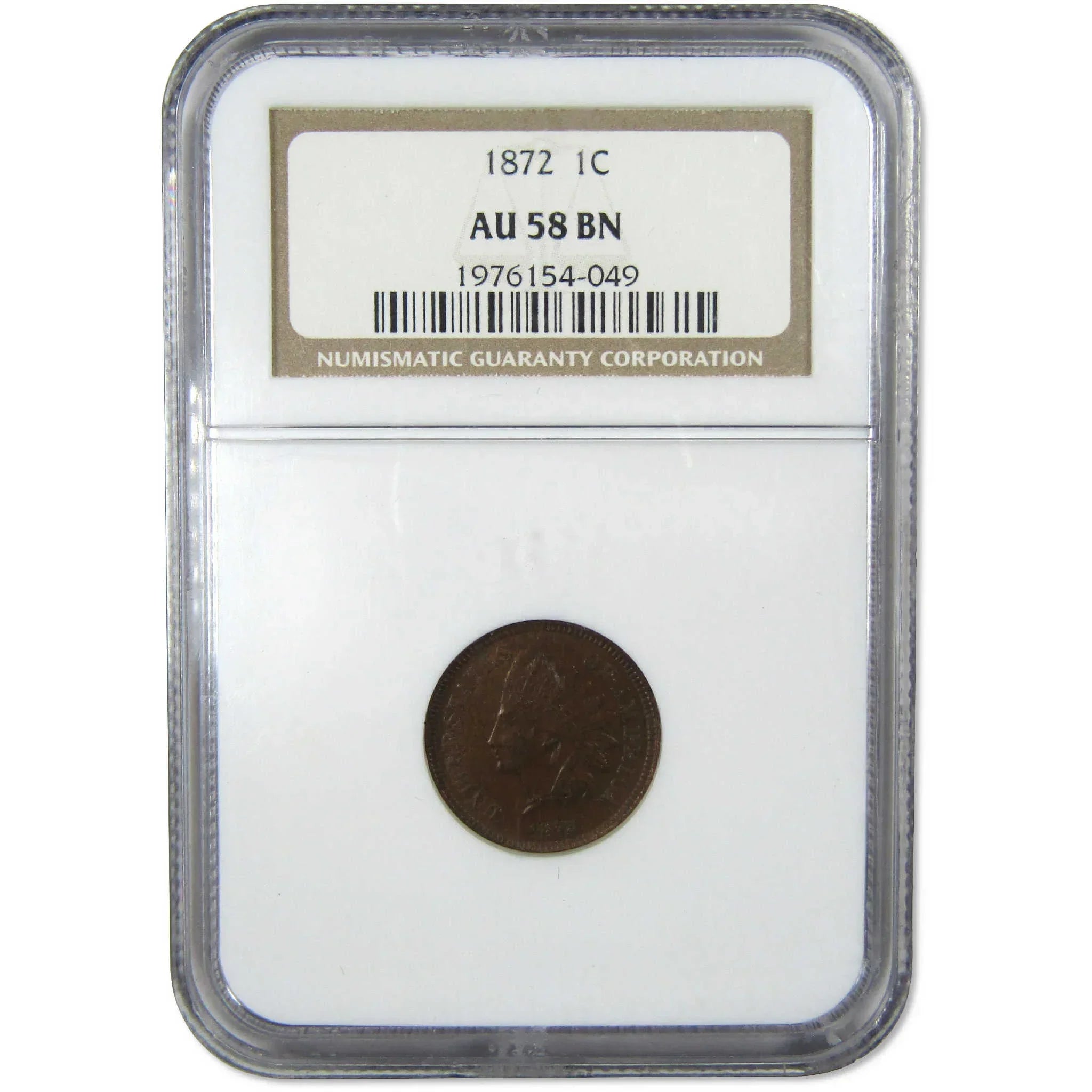 1872 Indian Head Cent AU 58 BN NGC Penny 1c Coin Collectible