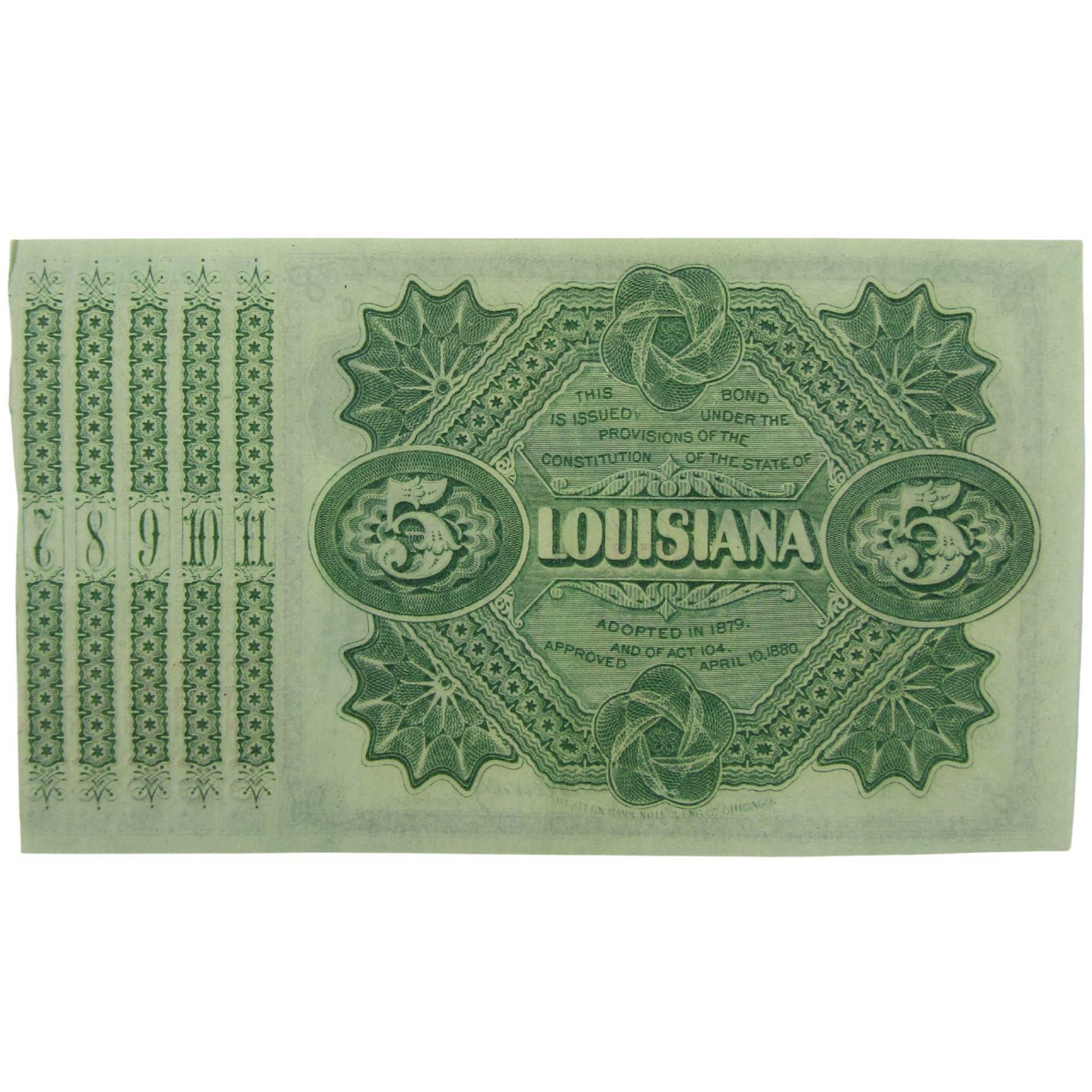 1878 $5 Louisiana Interest Bearing Baby Bond Circulated SKU:I25989