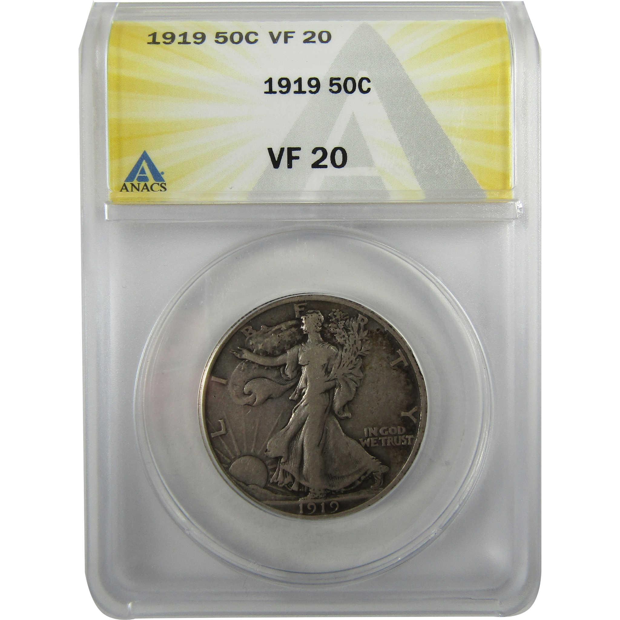 1919 Liberty Walking Silver 50c VF 20 ANACS 50c Coin SKU:I28013