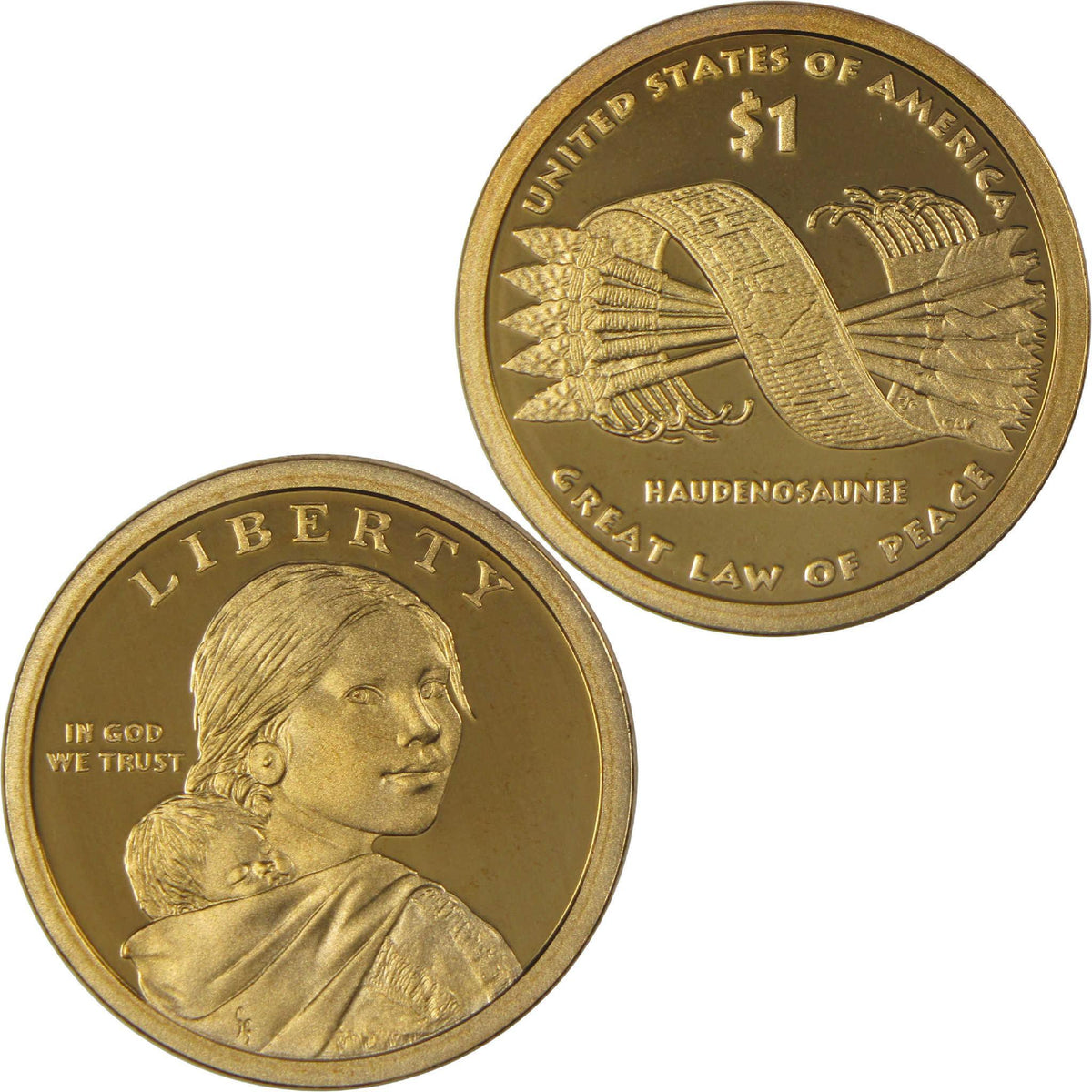 2010 S Great Law of Peace Native American Dollar Proof $1 Coin
