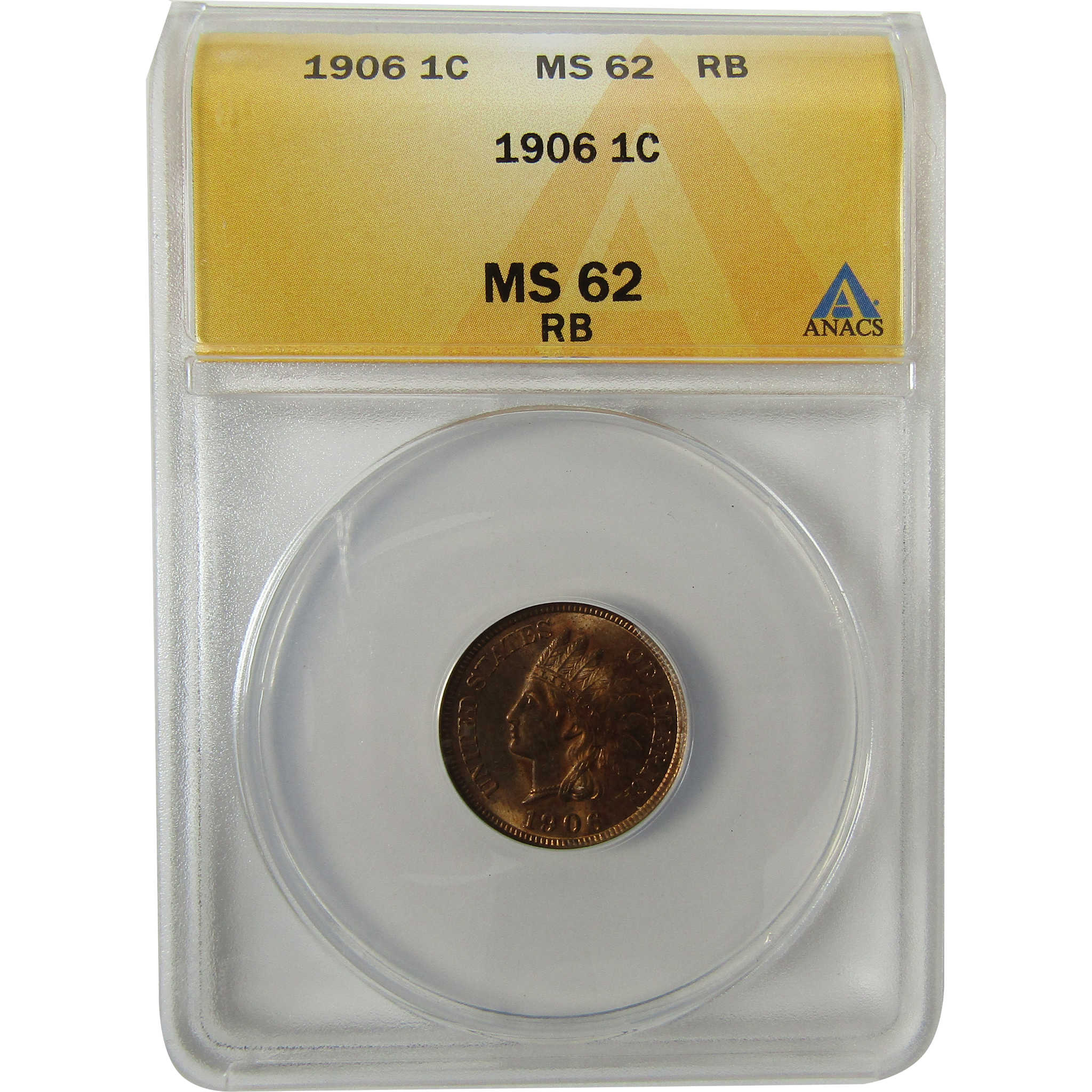 1906 Indian Head Cent MS 62 RB ANACS Uncirculated Penny SKU:I28405