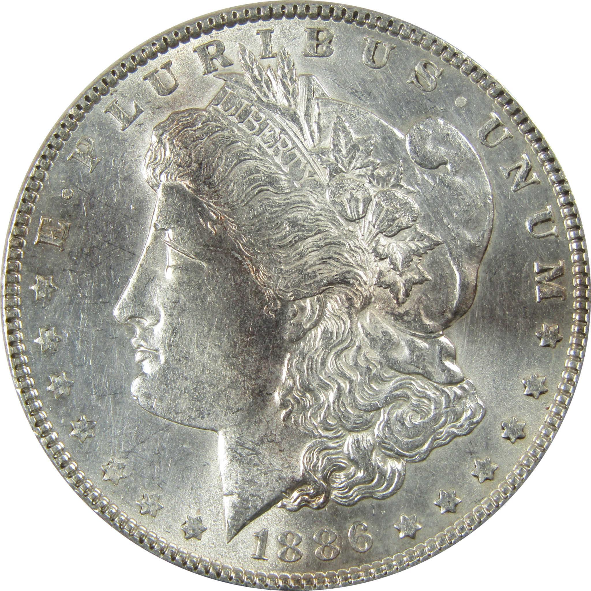1886 Morgan Silver Dollar Uncirculated Mint State $1 Coin SKU:I24514 - Morgan coin - Morgan silver dollar - Morgan silver dollar for sale - Profile Coins & Collectibles