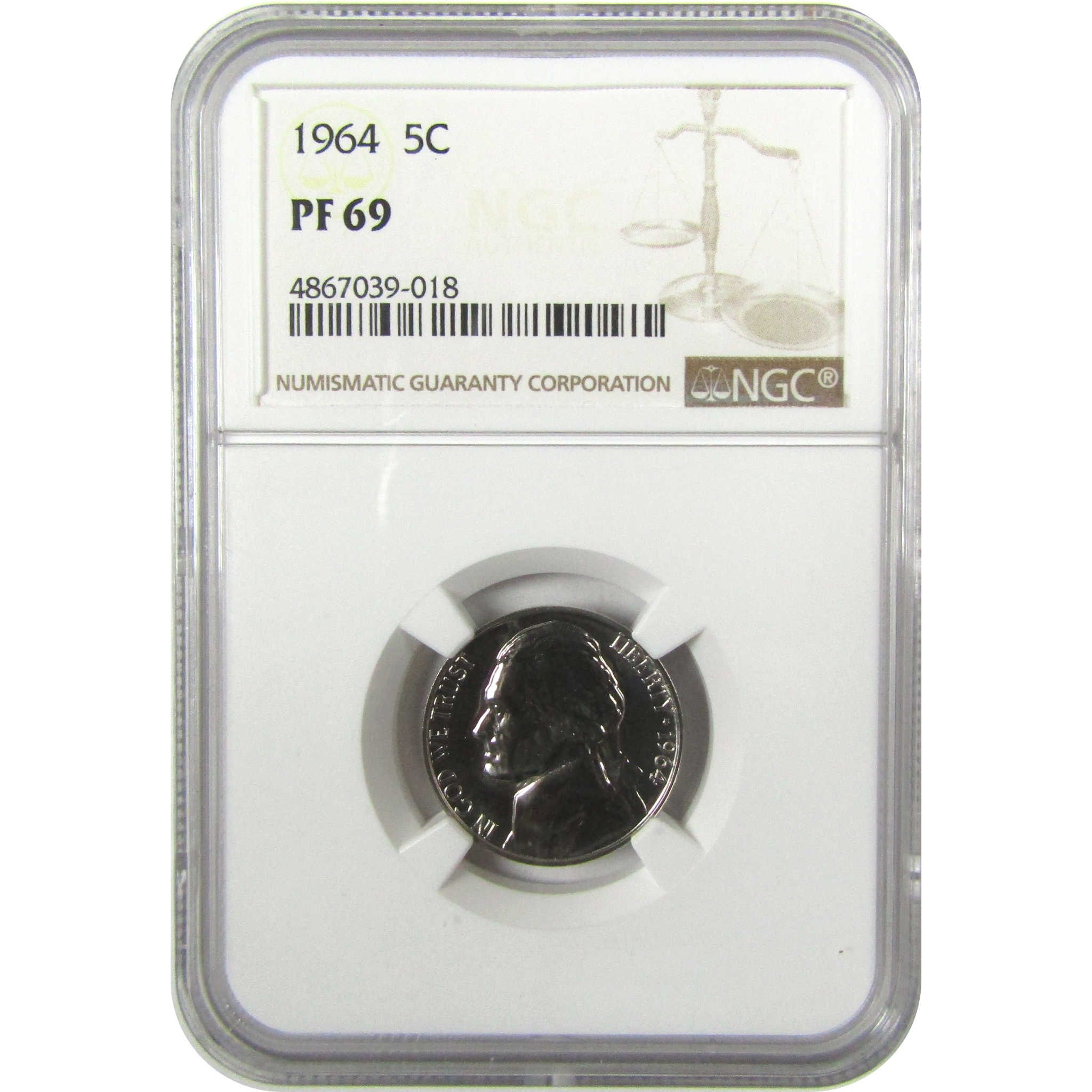 1964 Jefferson Nickel PF 69 NGC Proof 5c Coin Collectible SKU:I27332