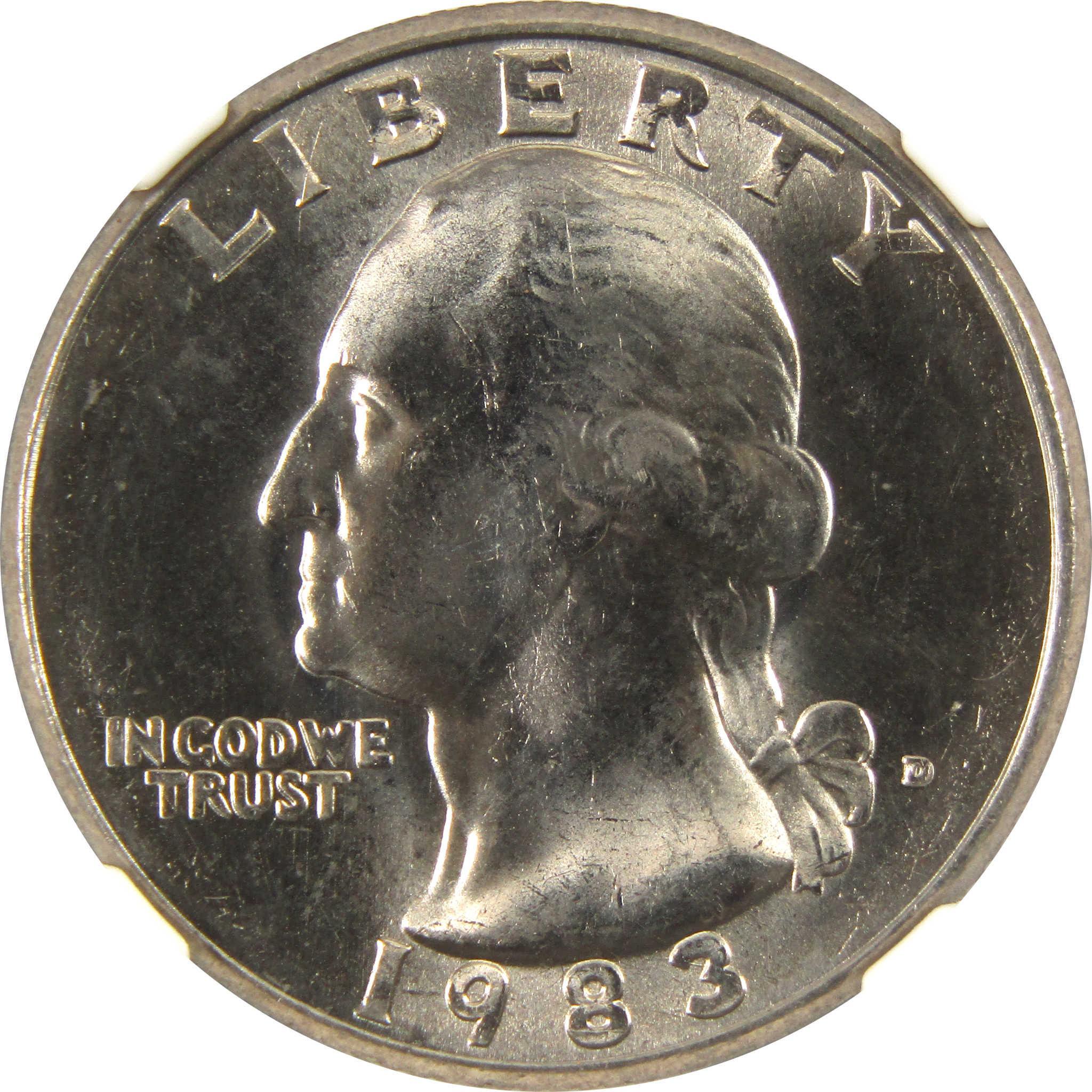 1983 D Washington Quarter MS 67 NGC Clad 25c Uncirculated SKU:I9564