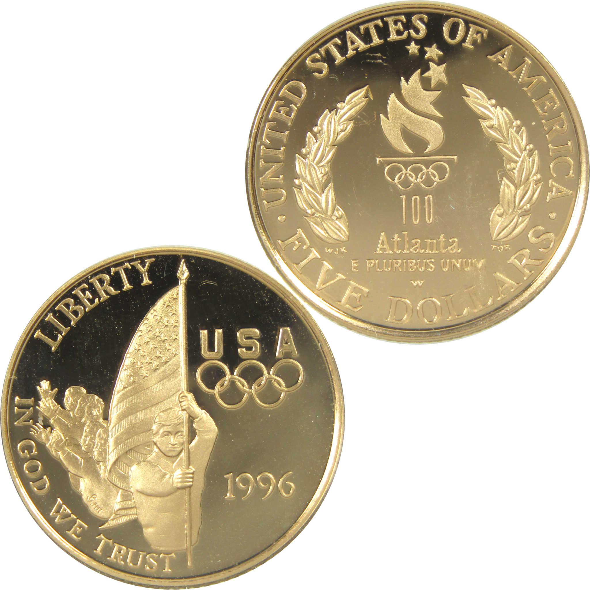 1996 W Atlanta Olympic Games Flag Bearer Commemorative Gold Proof