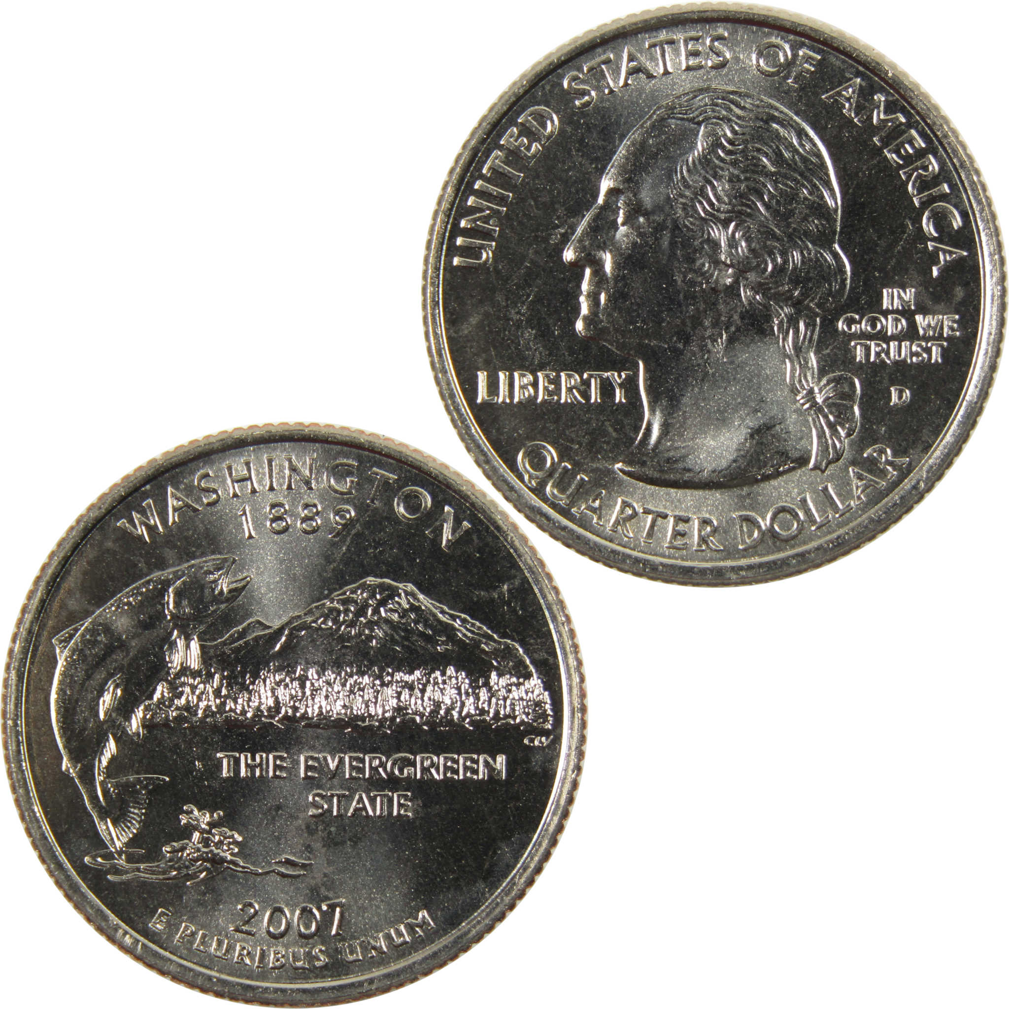 2007 D Washington State Quarter BU Uncirculated Clad 25c Coin