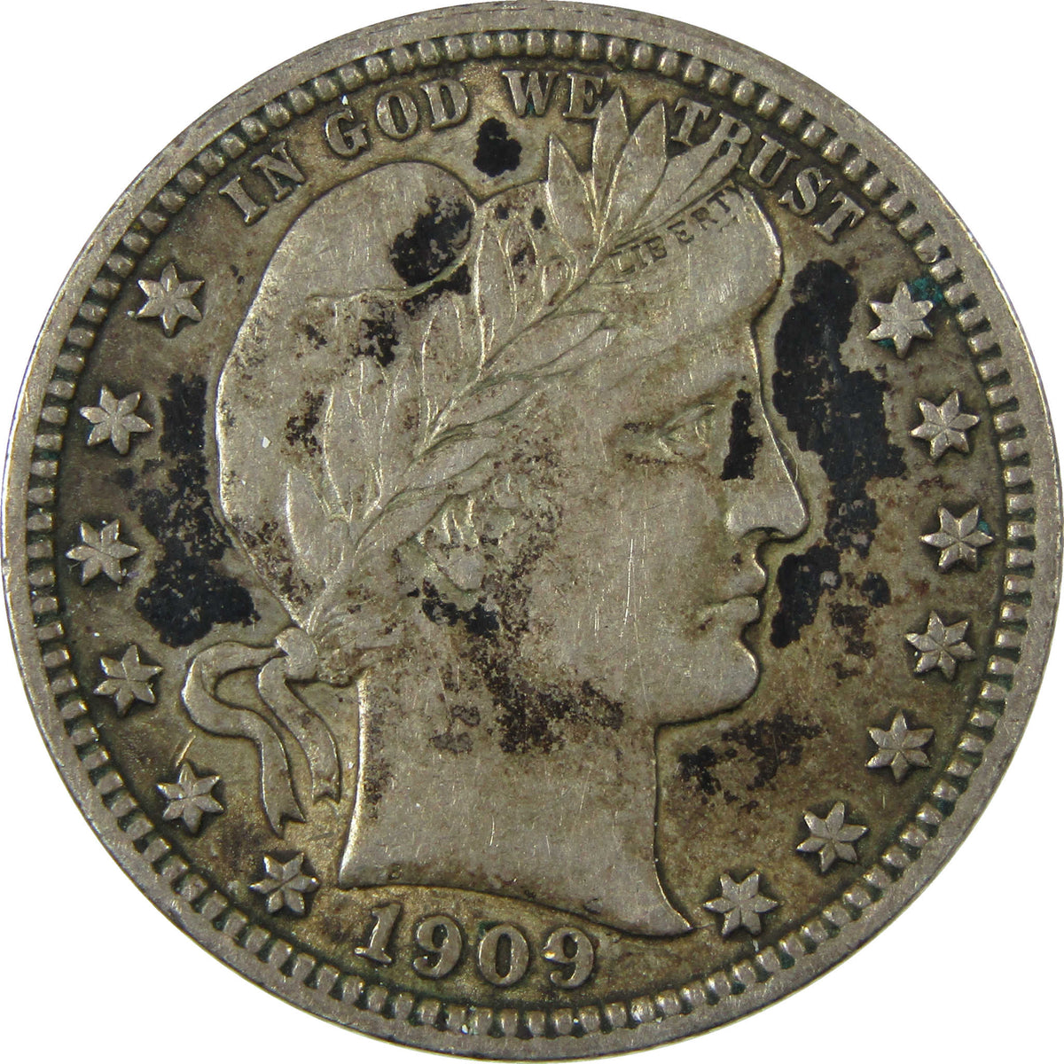 1909 Barber Silver Quarter XF EF Extremely Fine 25c Coin SKU:I28521