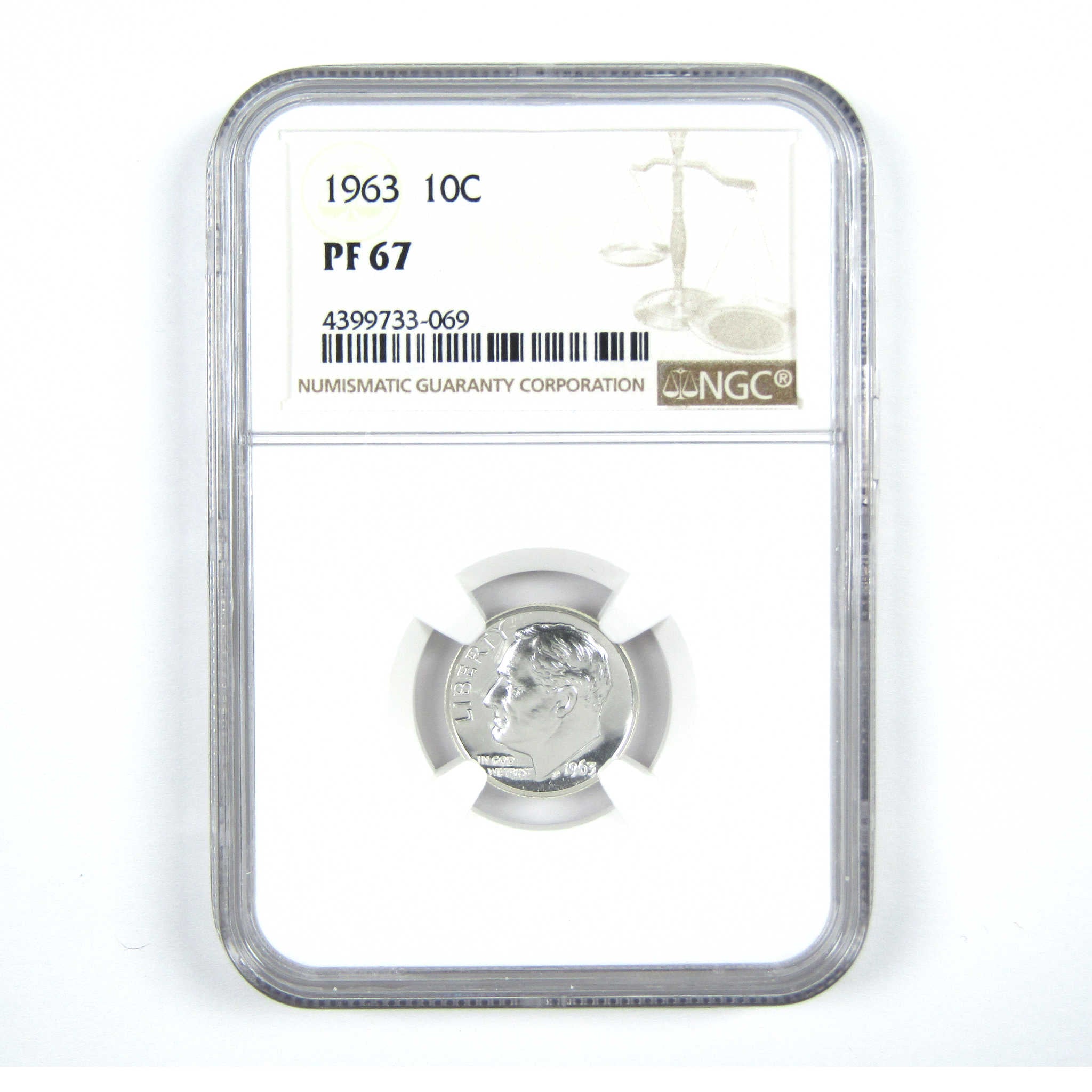 1963 Roosevelt Dime PF 67 NGC Silver 10c Proof Coin SKU:CPC6126