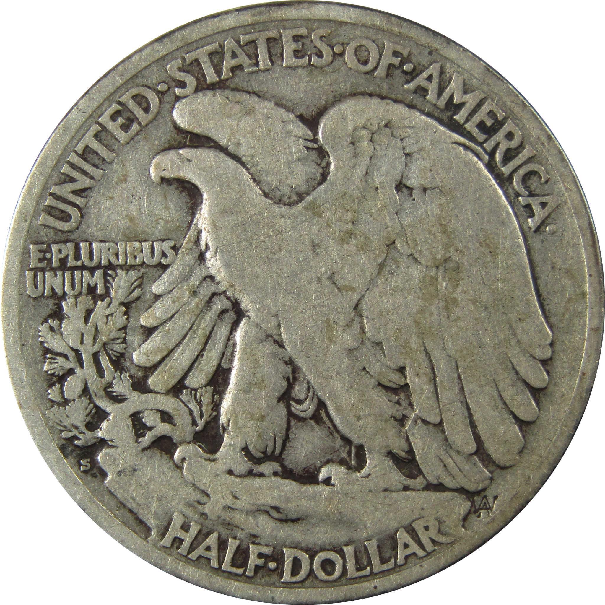 1921 S Liberty Walking Silver Half Dollar F Fine 50c Coin SKU:I25382