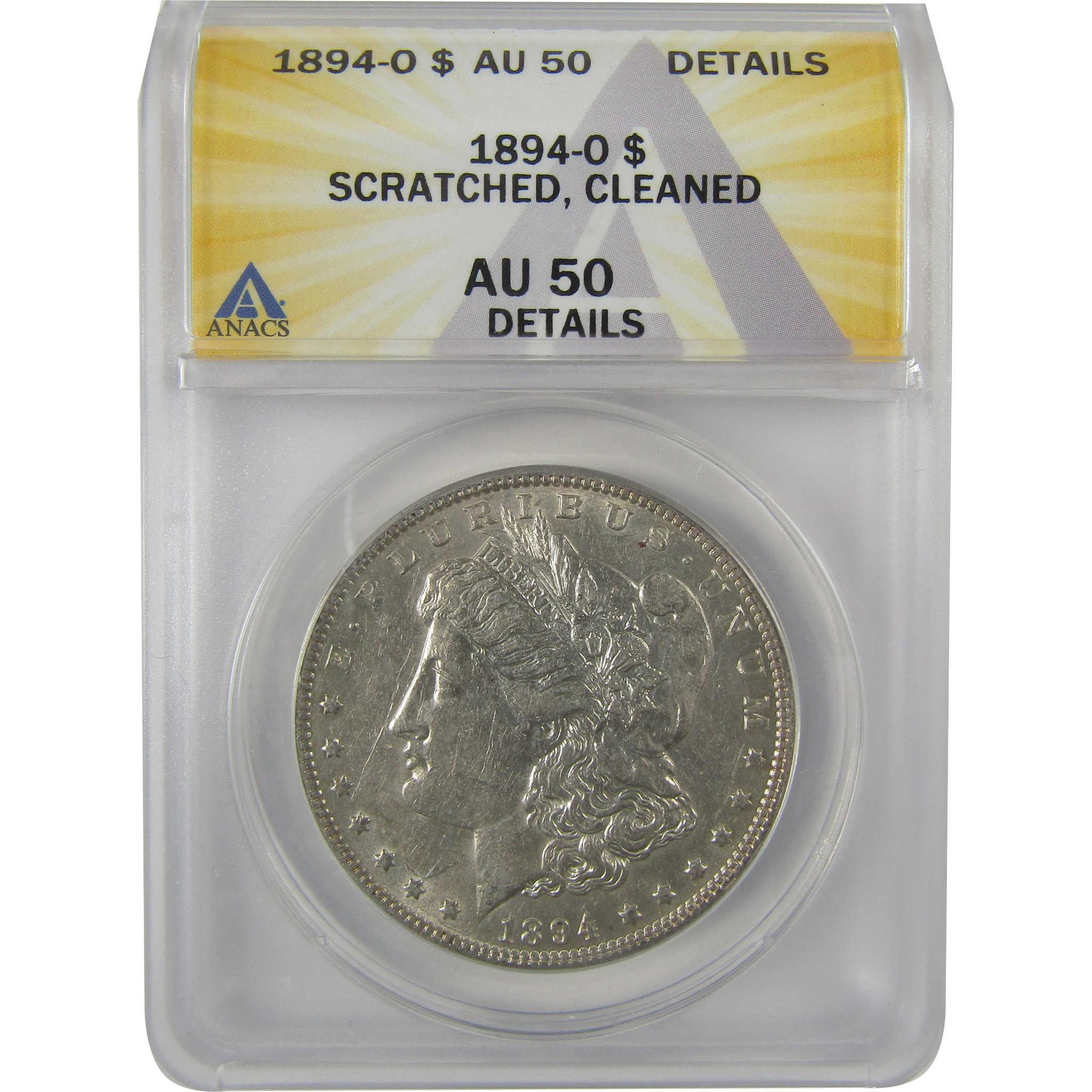 1894 O Morgan Dollar AU 50 Details ANACS Silver $1 Coin SKU:I19348 - Morgan coin - Morgan silver dollar - Morgan silver dollar for sale - Profile Coins & Collectibles