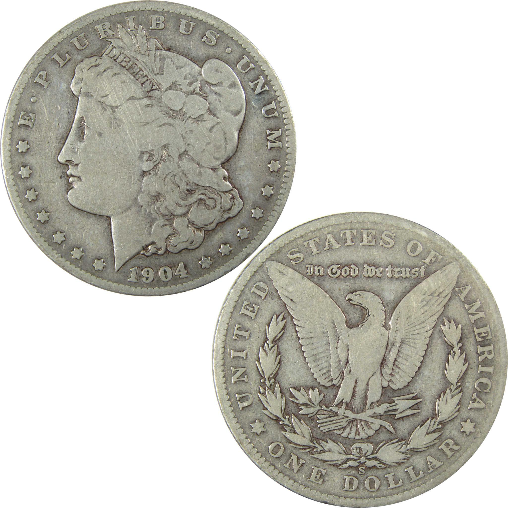 1904 S Morgan Silver Dollar VG Very Good Details $1 Coin SKU:I26612 - Morgan coin - Morgan silver dollar - Morgan silver dollar for sale - Profile Coins & Collectibles