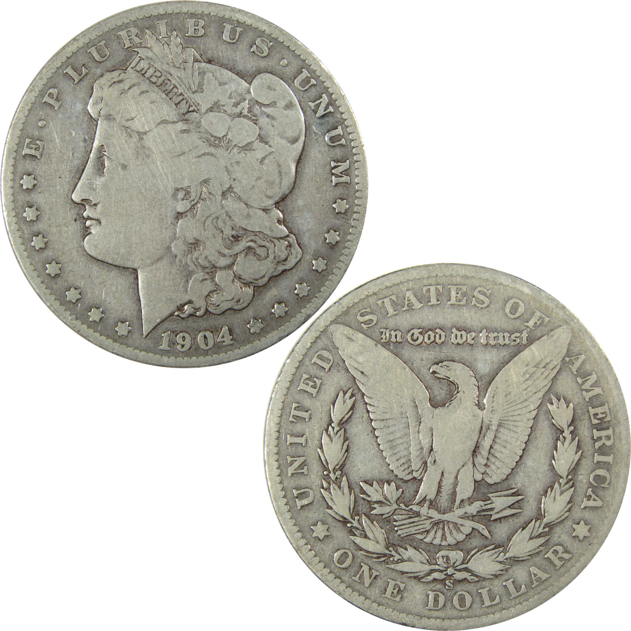 1904 S Morgan Silver Dollar VG Very Good Details $1 Coin SKU:I26612 - Morgan coin - Morgan silver dollar - Morgan silver dollar for sale - Profile Coins & Collectibles