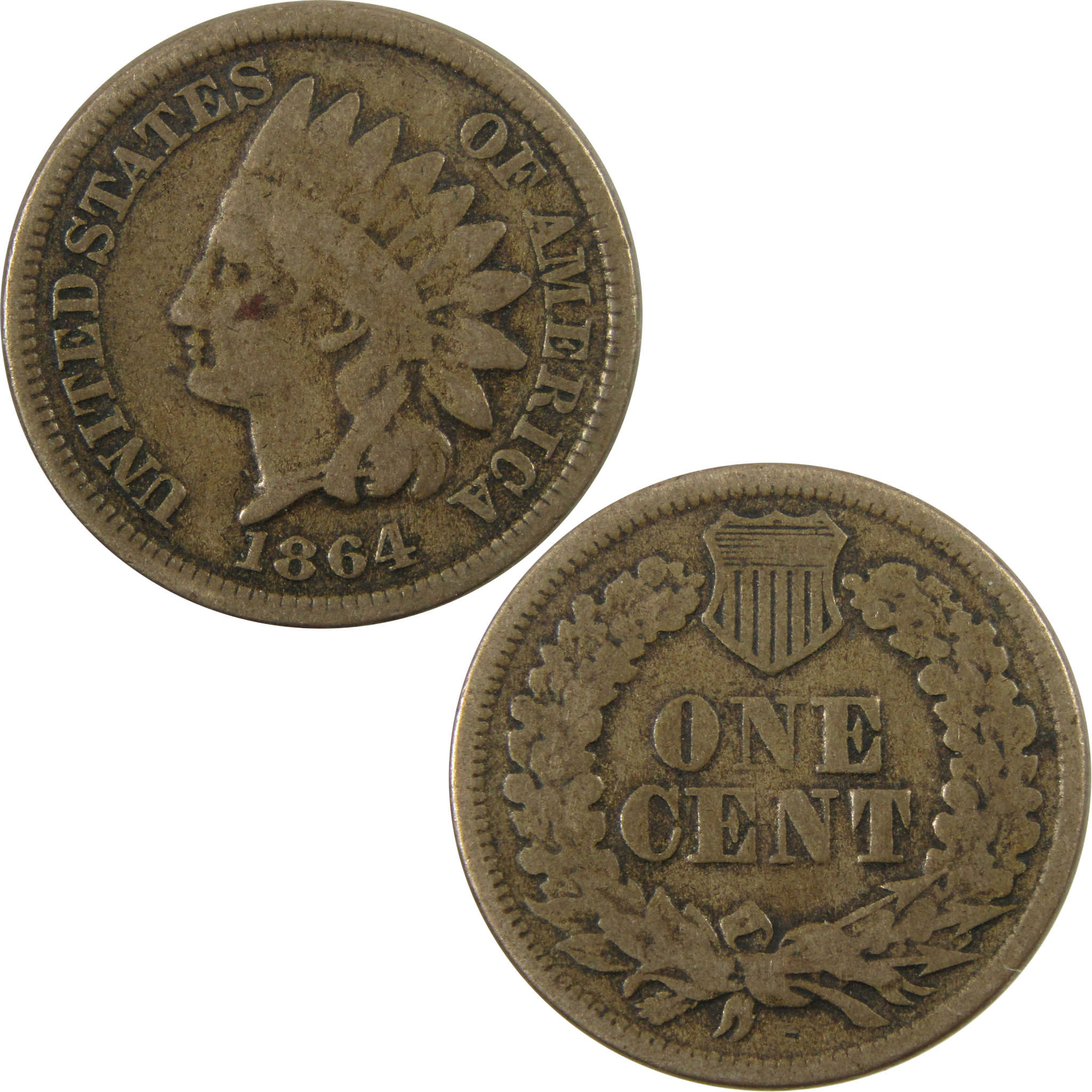 1864 Indian Head Copper-Nickel Cent G Good Penny 1c Coin SKU:CP1119