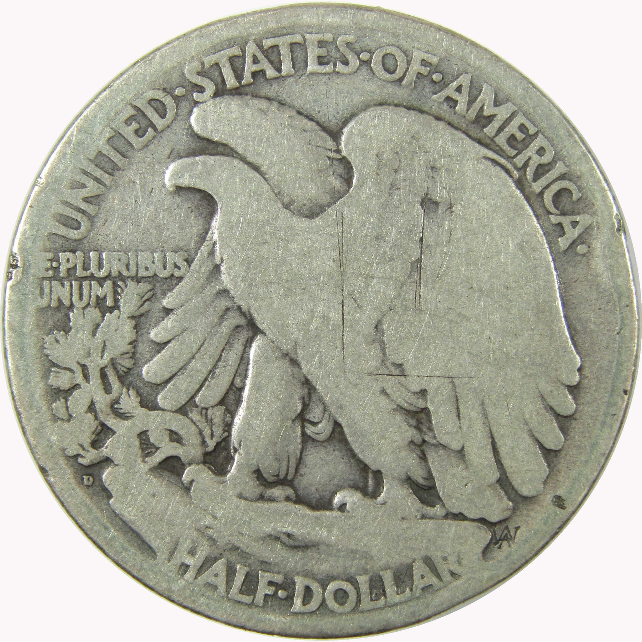 1919 D Liberty Walking Silver 50c VG Very Good Details SKU:CP1458