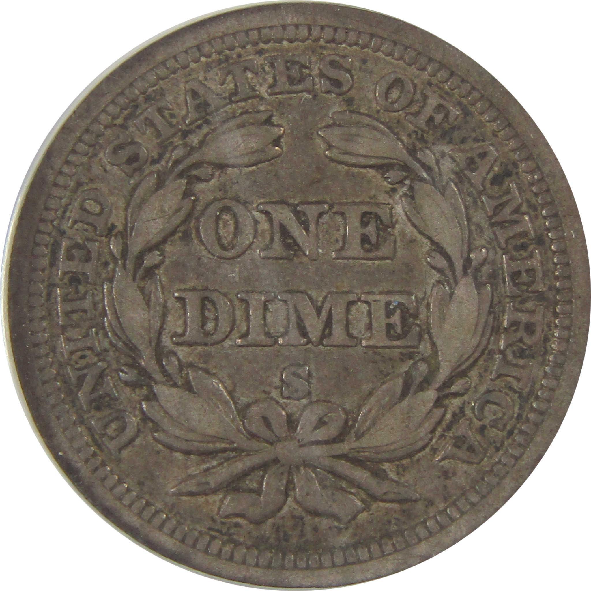 1858 S Seated Liberty Dime VF 35 ANACS Silver 10c Coin SKU:I20784