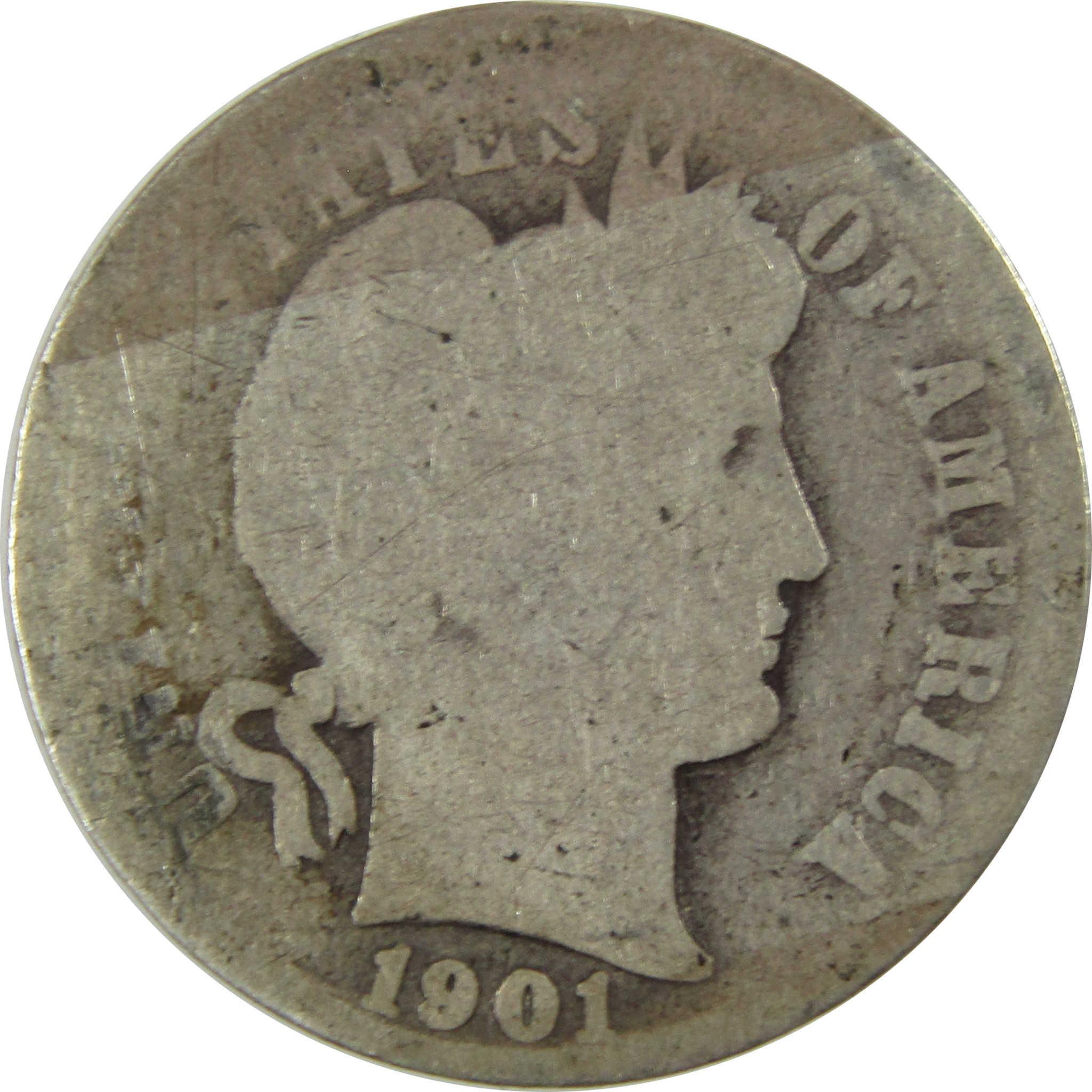 1901 O Barber Silver Dime AG About Good 10c Coin Collectible SKU:CP699