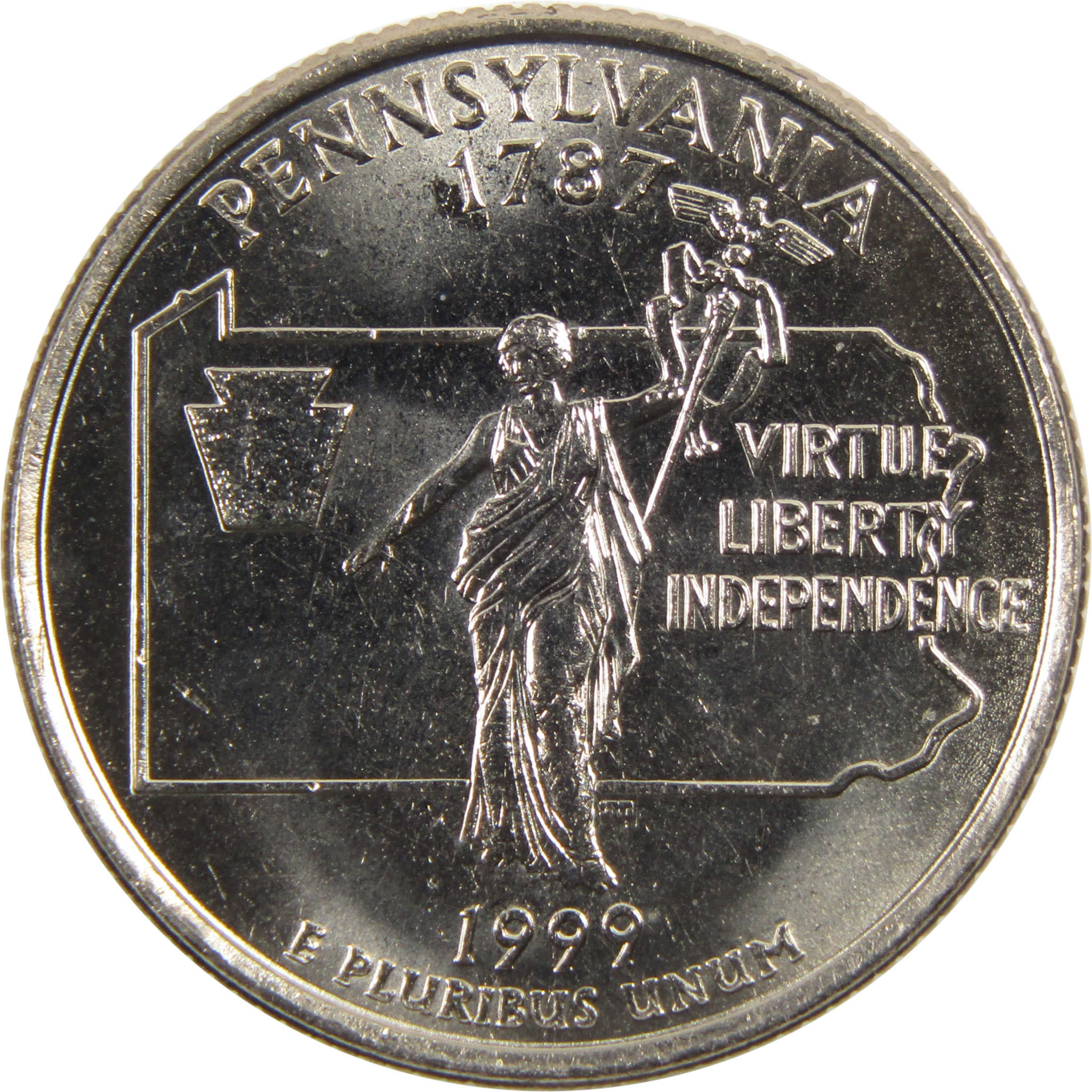 1999 D Pennsylvania State Quarter BU Uncirculated Clad 25c Coin