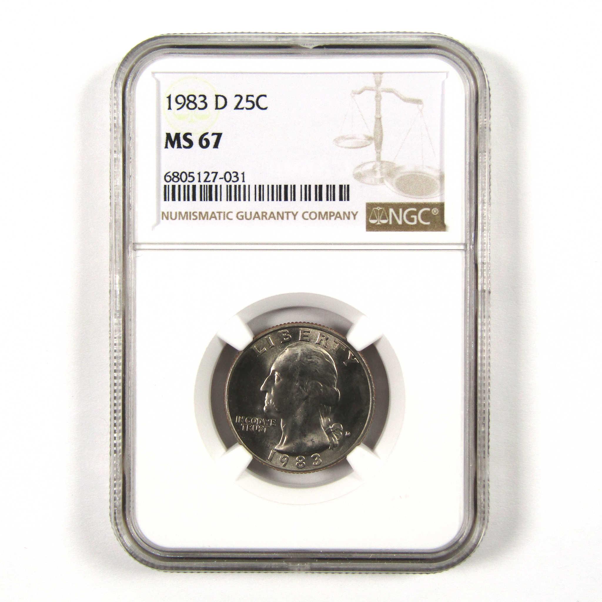 1983 D Washington Quarter MS 67 NGC Clad 25c Uncirculated SKU:I9572