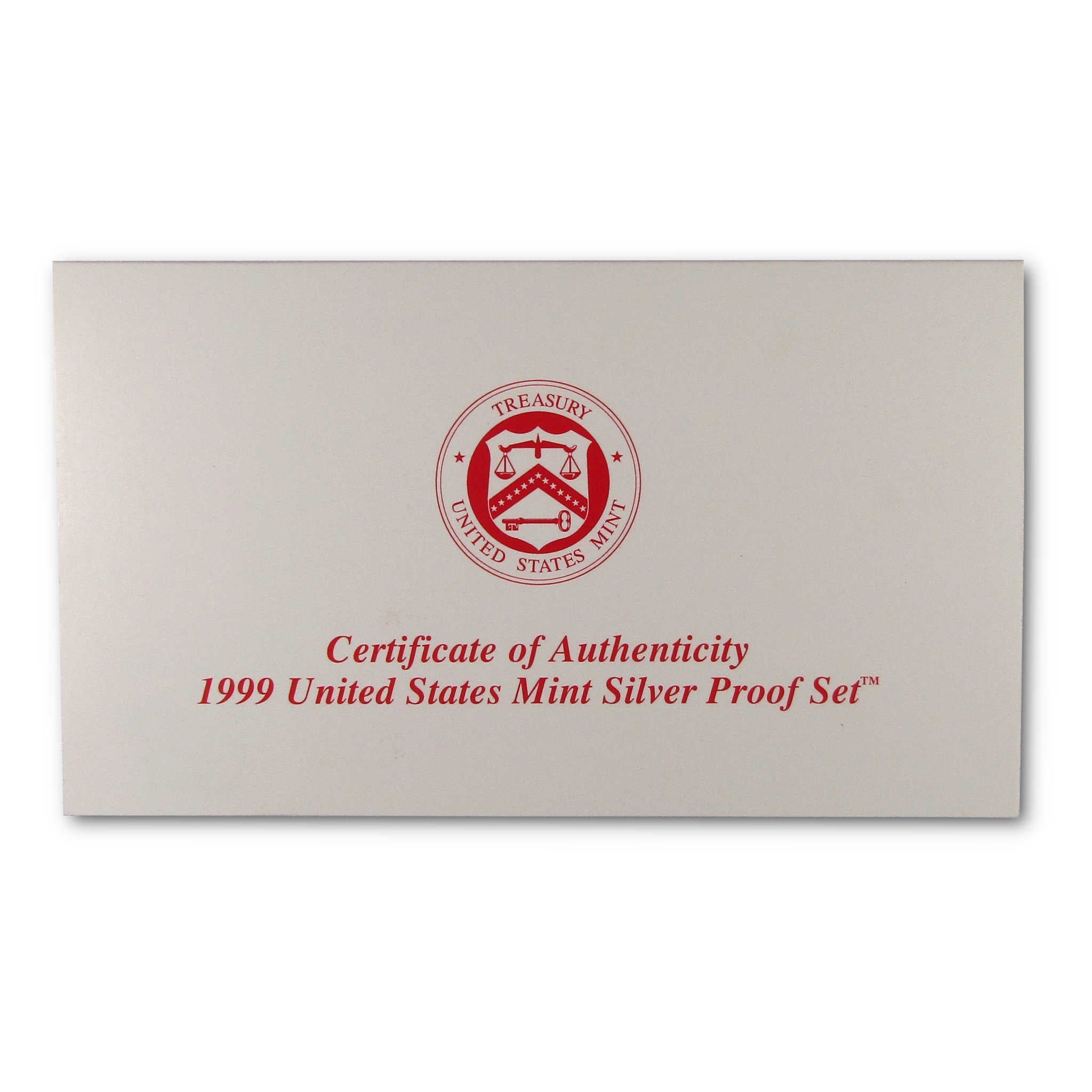 1999 Silver Proof Set U.S. Mint Original Government Packaging OGP COA