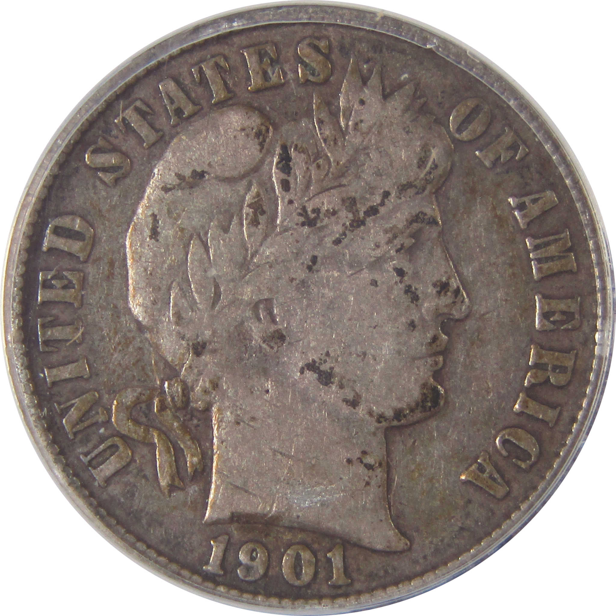 1901 S Barber Dime F 12 ANACS Silver 10c Coin SKU:I17478