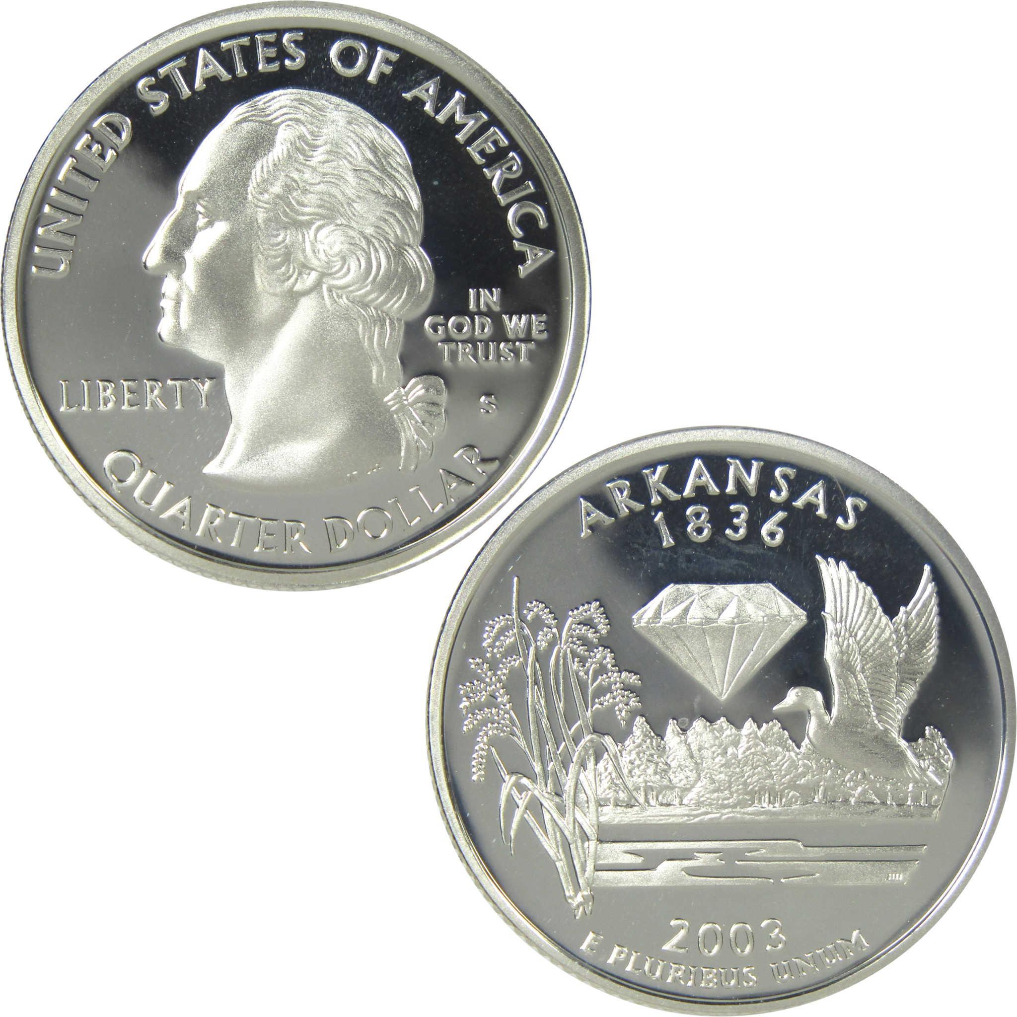 2003 S Arkansas State Silver Quarter Proof 25c Coin Collectible