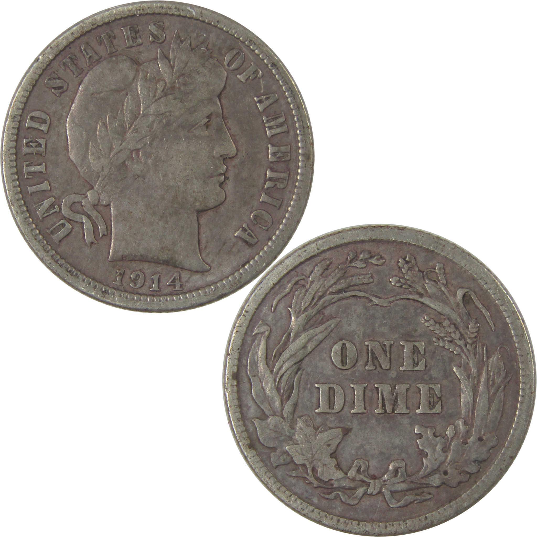 1914 Barber Silver Dime VF Very Fine 10c Coin SKU:I25332
