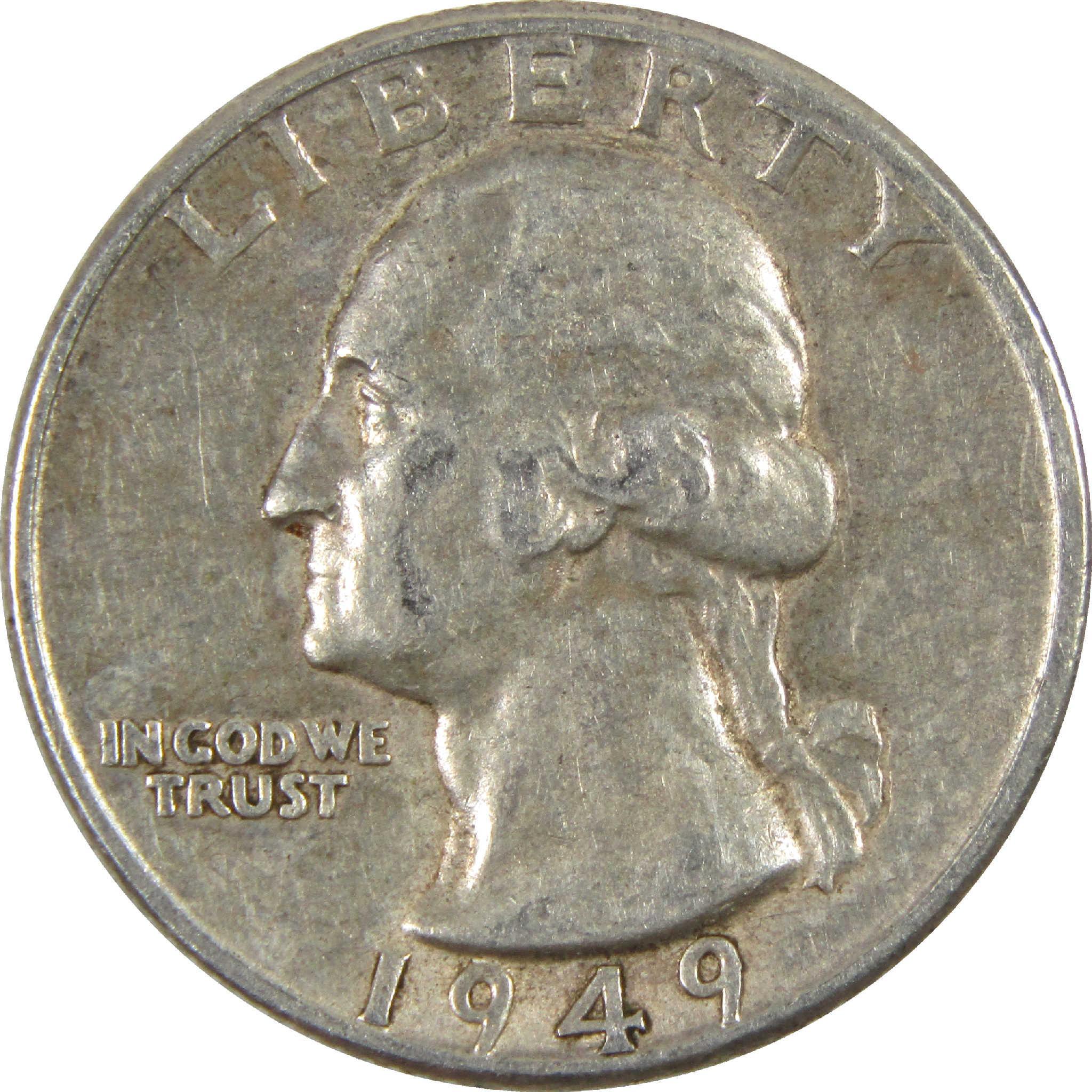1949 D Washington Quarter Circulated Silver 25c Coin Collectible