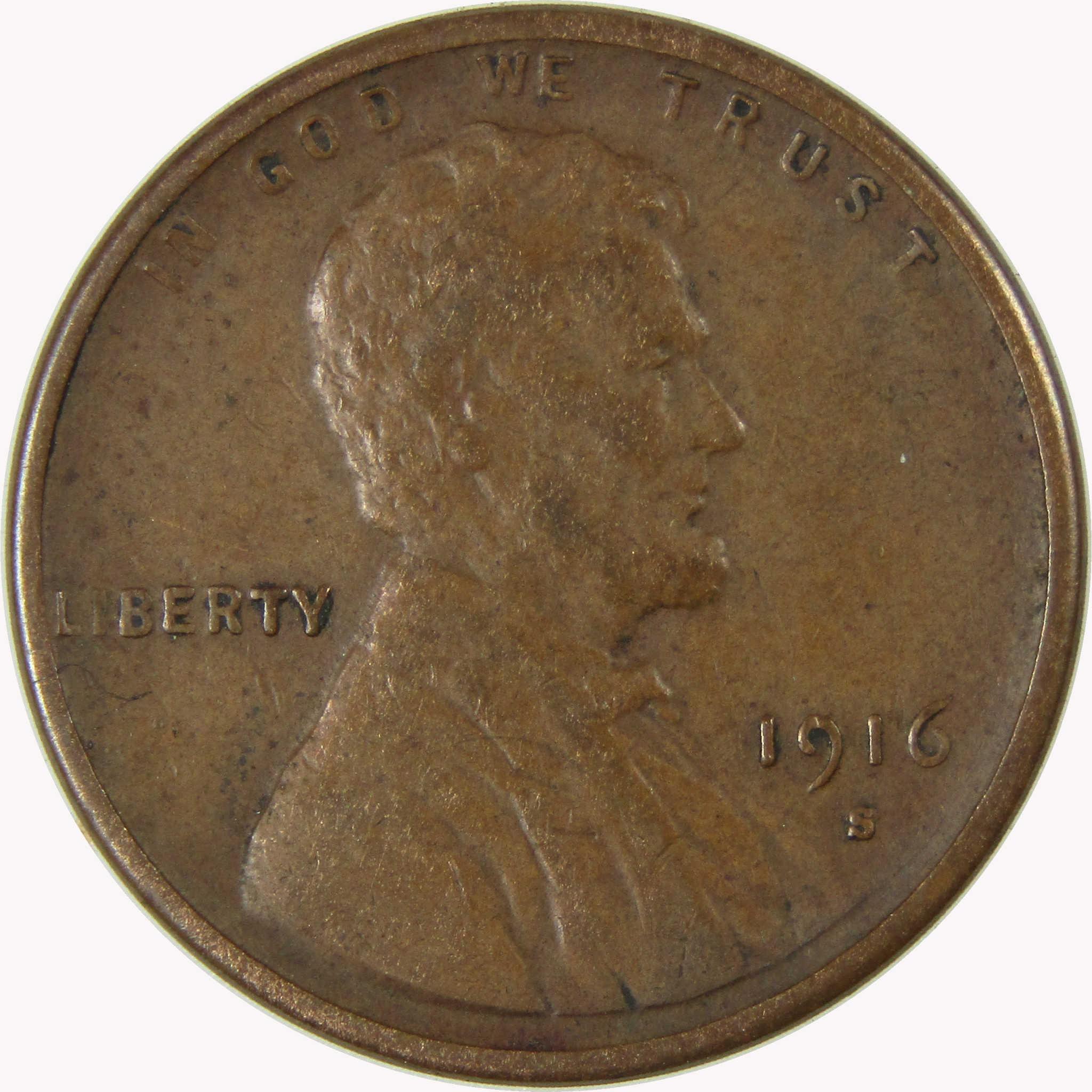 1916 S Lincoln Wheat Cent VF Very Fine Penny 1c Coin SKU:I25847
