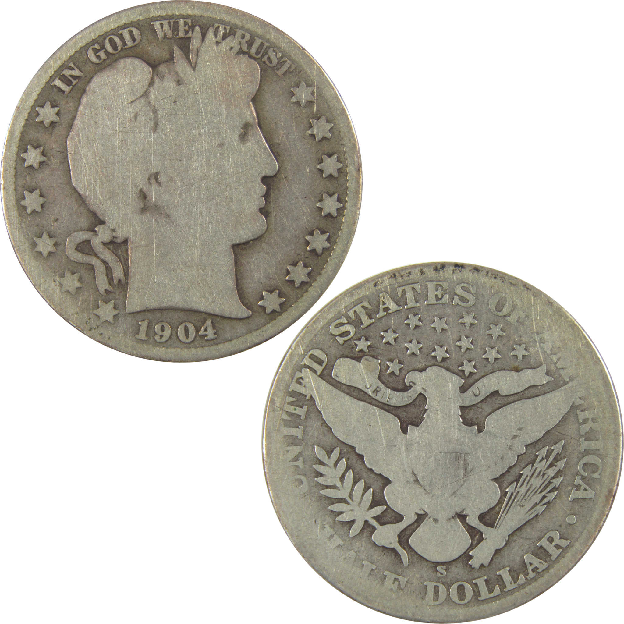 1904 S Barber Half Dollar G Good Silver 50c Coin SKU:CPC0712