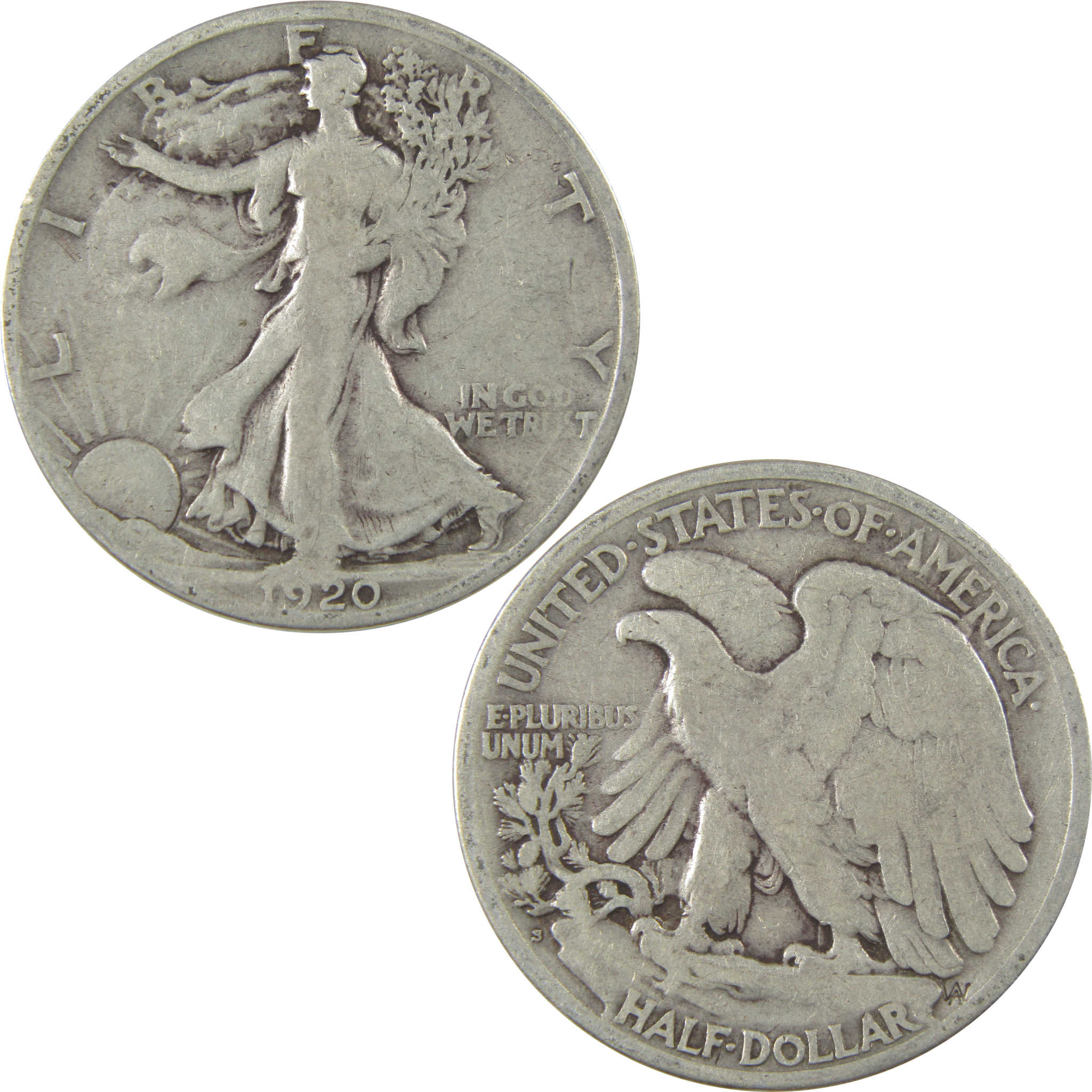 1920 S Liberty Walking Silver Half Dollar VG Very Good Coin SKU:I24122
