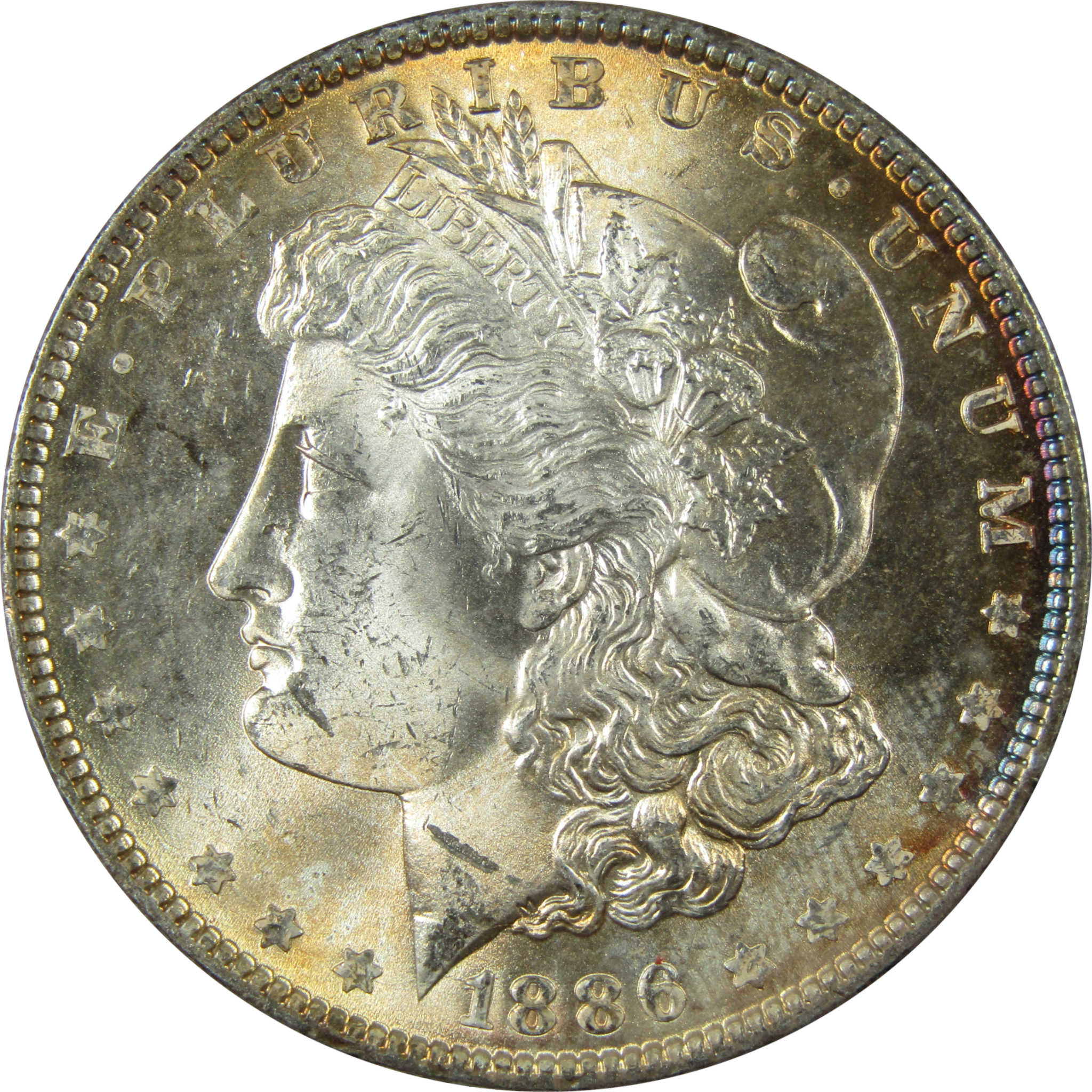 1886 Morgan Silver Dollar Uncirculated Mint State Toned SKU:I25372