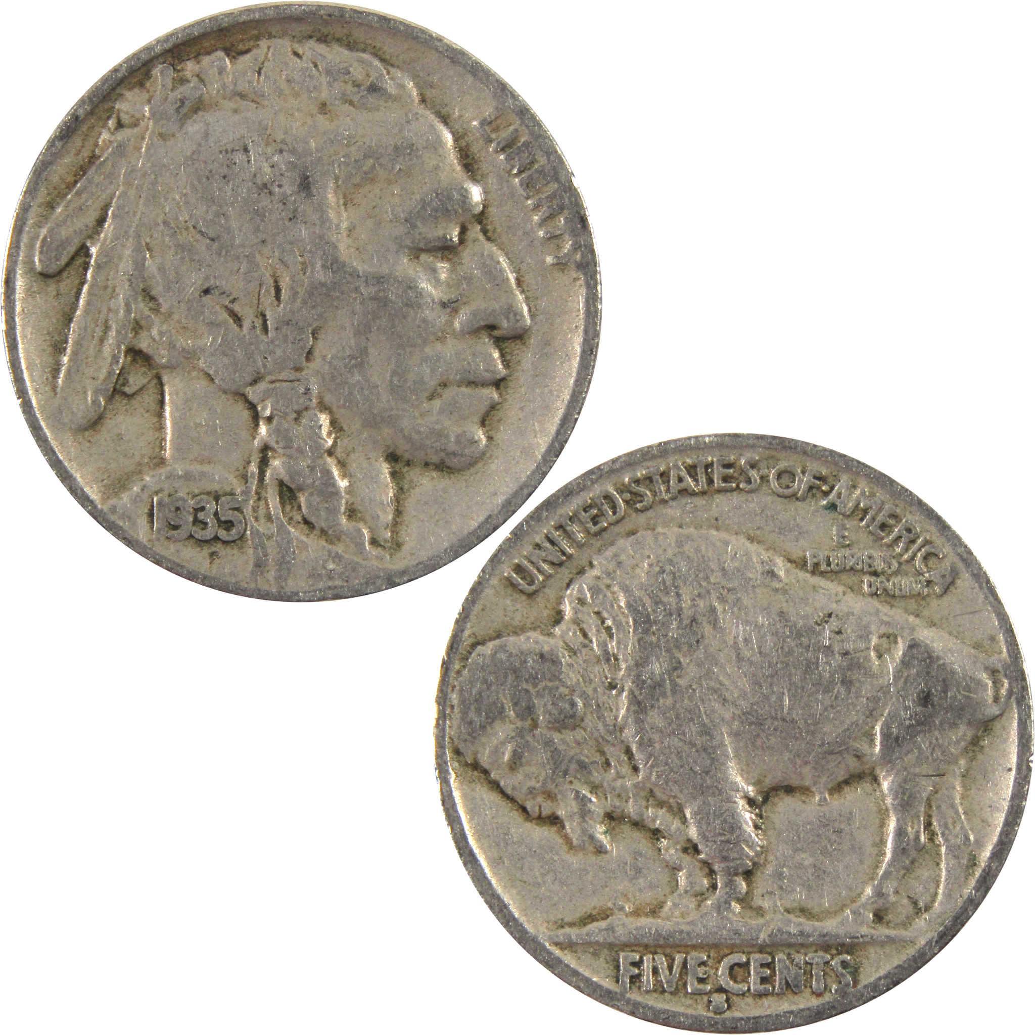 1935 S Indian Head Buffalo Nickel AG About Good 5c Coin