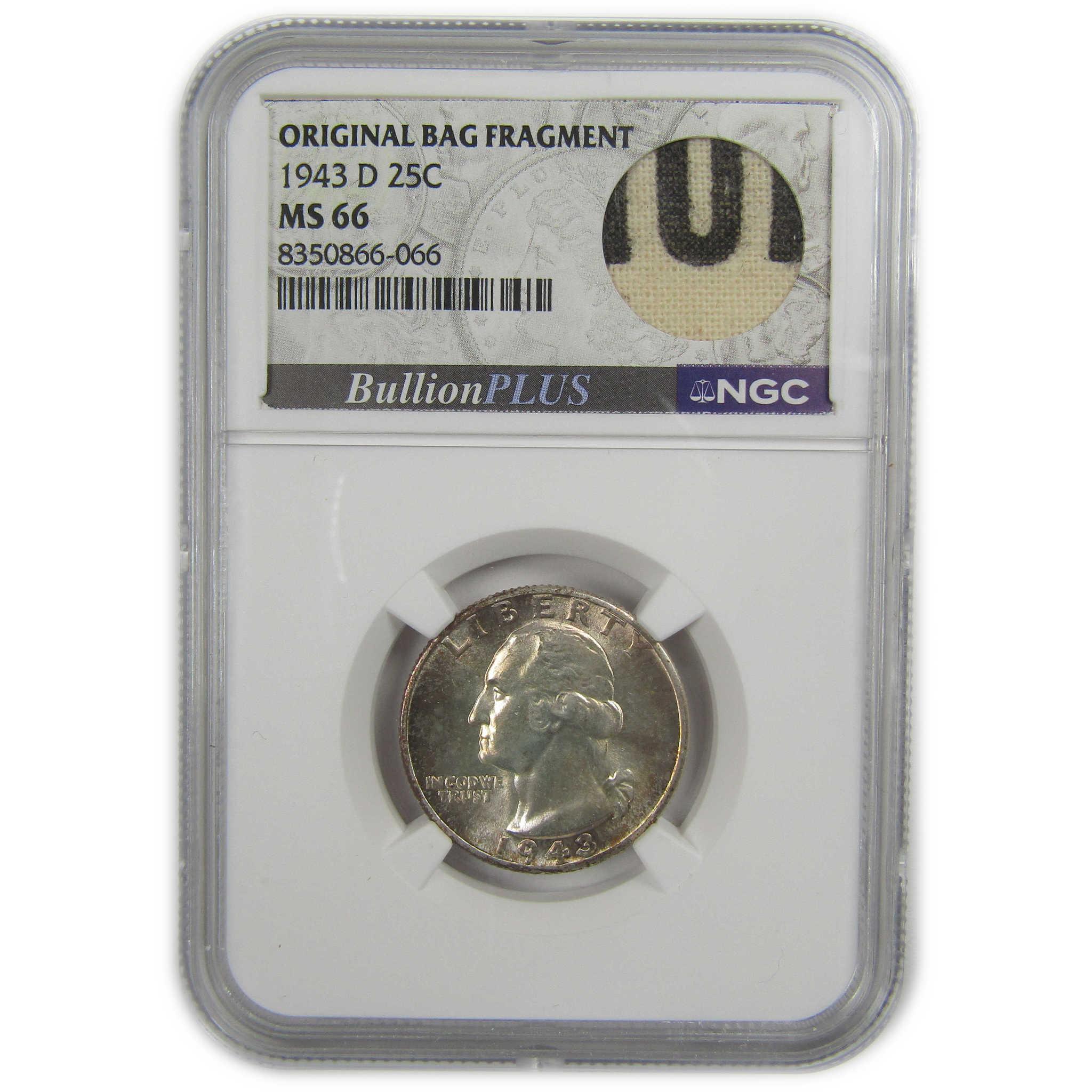 1943 D Washington Quarter MS 66 NGC Silver Bag Fragment SKU:I20493