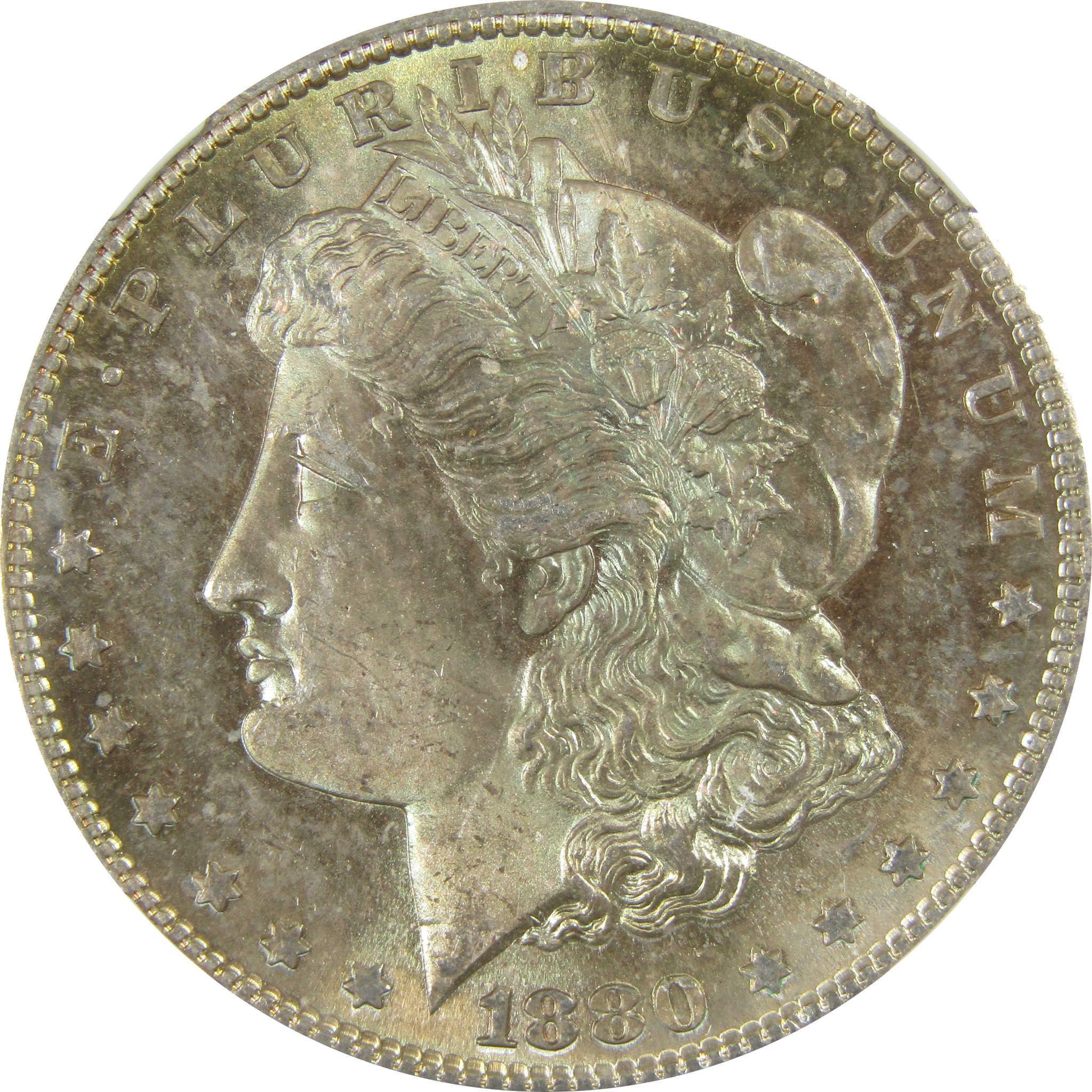 1880 S Morgan Silver Dollar MS 64 NGC Olive Toned Obverse SKU:CP422