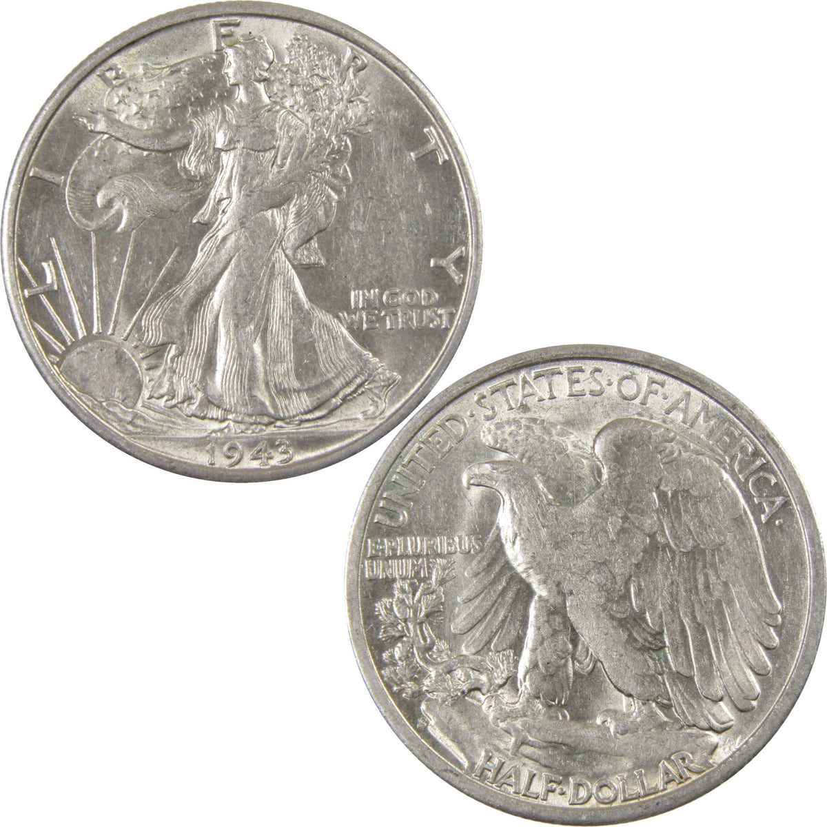 1943 S Liberty Walking Silver 50c Borderline Uncirculated SKU:I28670