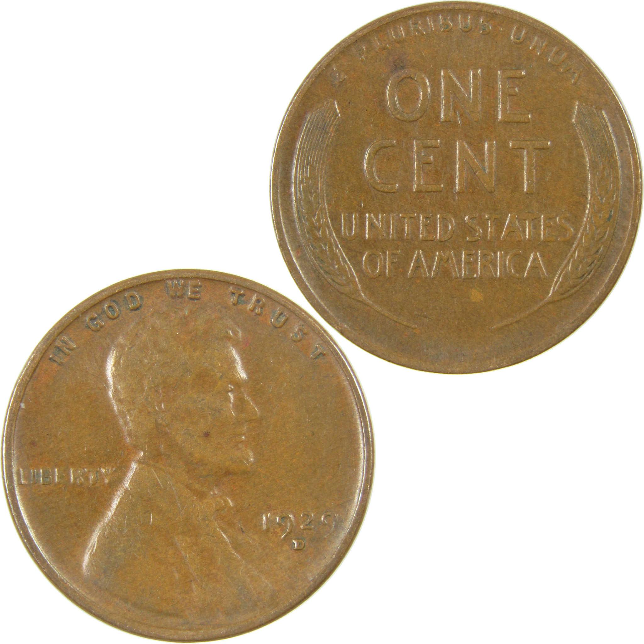 1929 D Lincoln Wheat Cent VF Very Fine Penny 1c Coin SKU:I27280
