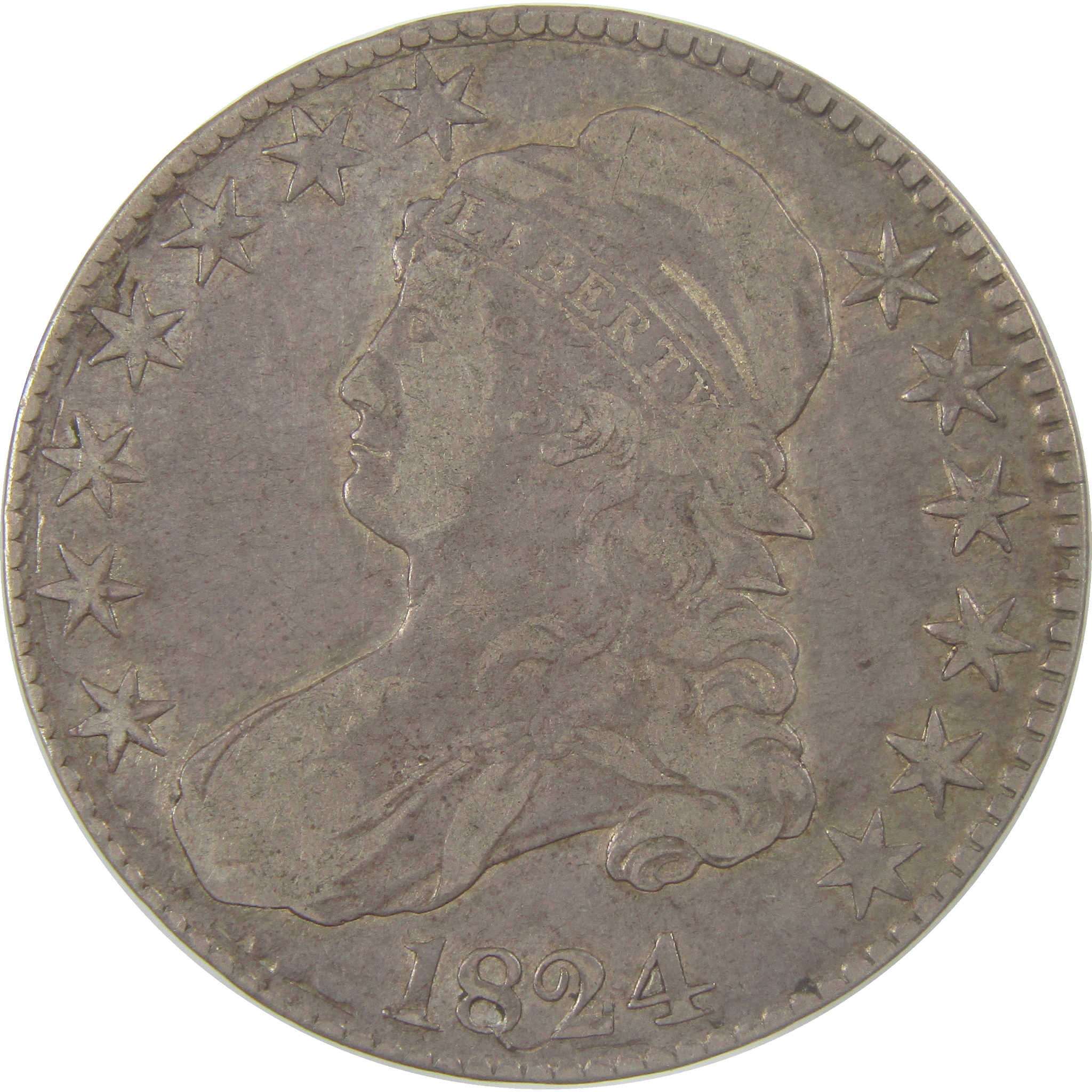 1824 Capped Bust Silver Half Dollar XF EF Extremely Fine 50c Coin