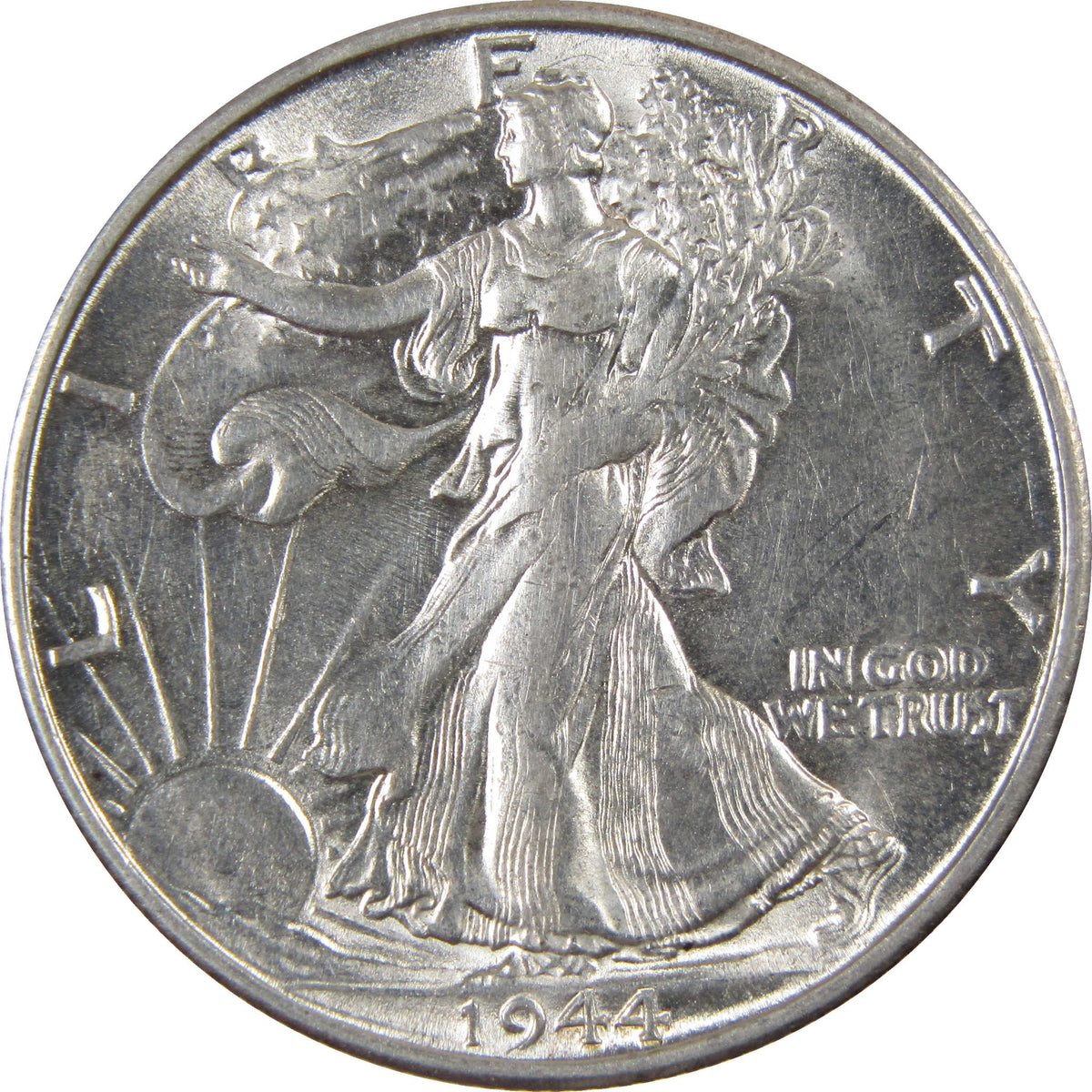 1944 S Liberty Walking Silver 50c Borderline Uncirculated SKU:I28687