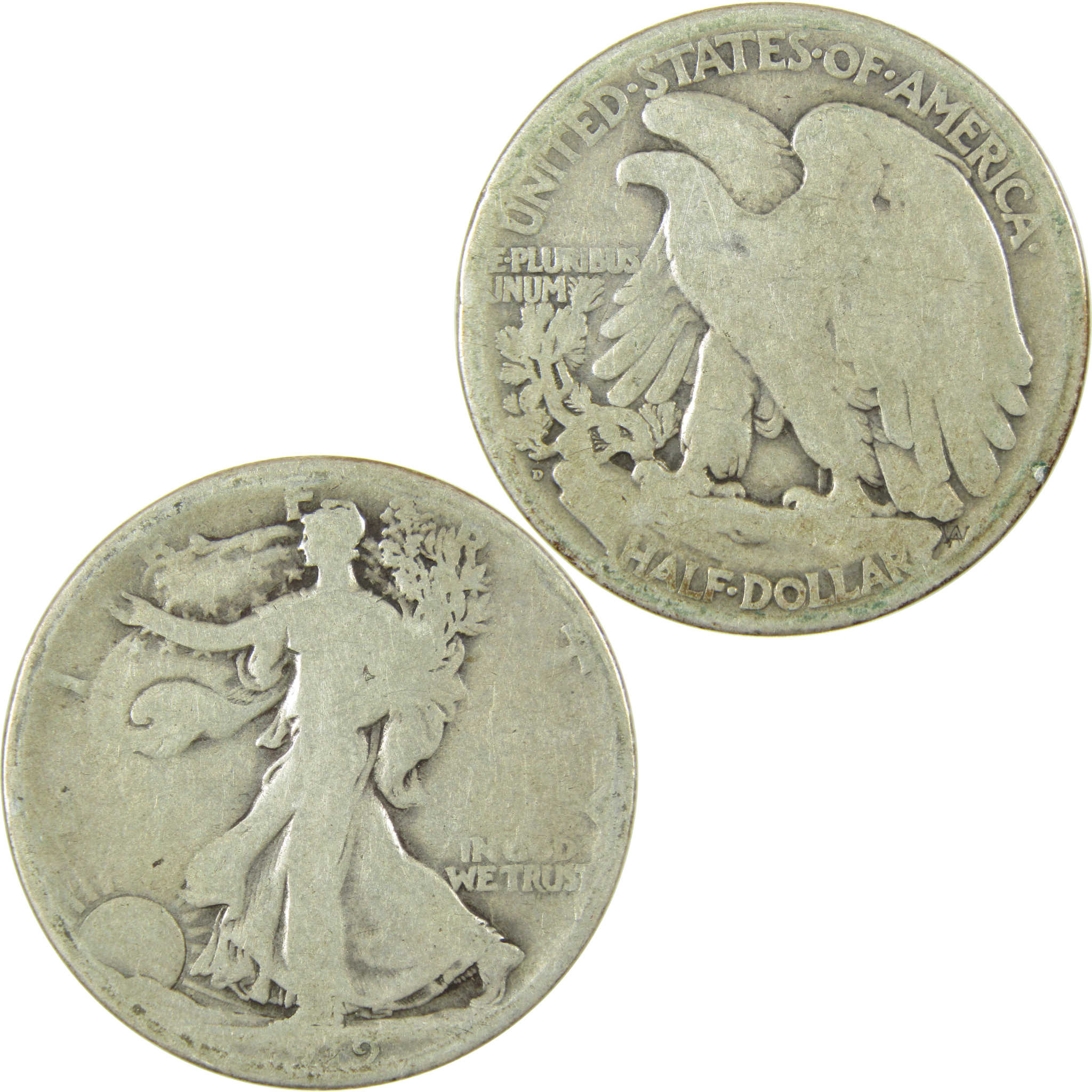 1919 D Liberty Walking Silver Half Dollar G Good SKU:I24114