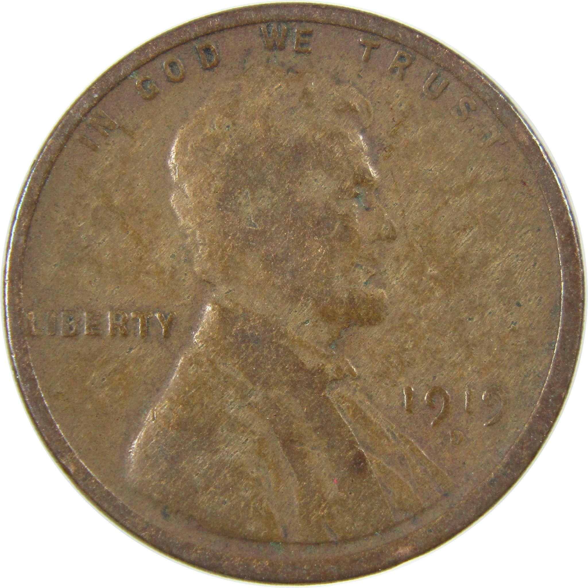 1919 D Lincoln Wheat Cent G Good Penny 1c Coin Collectible SKU:I27176