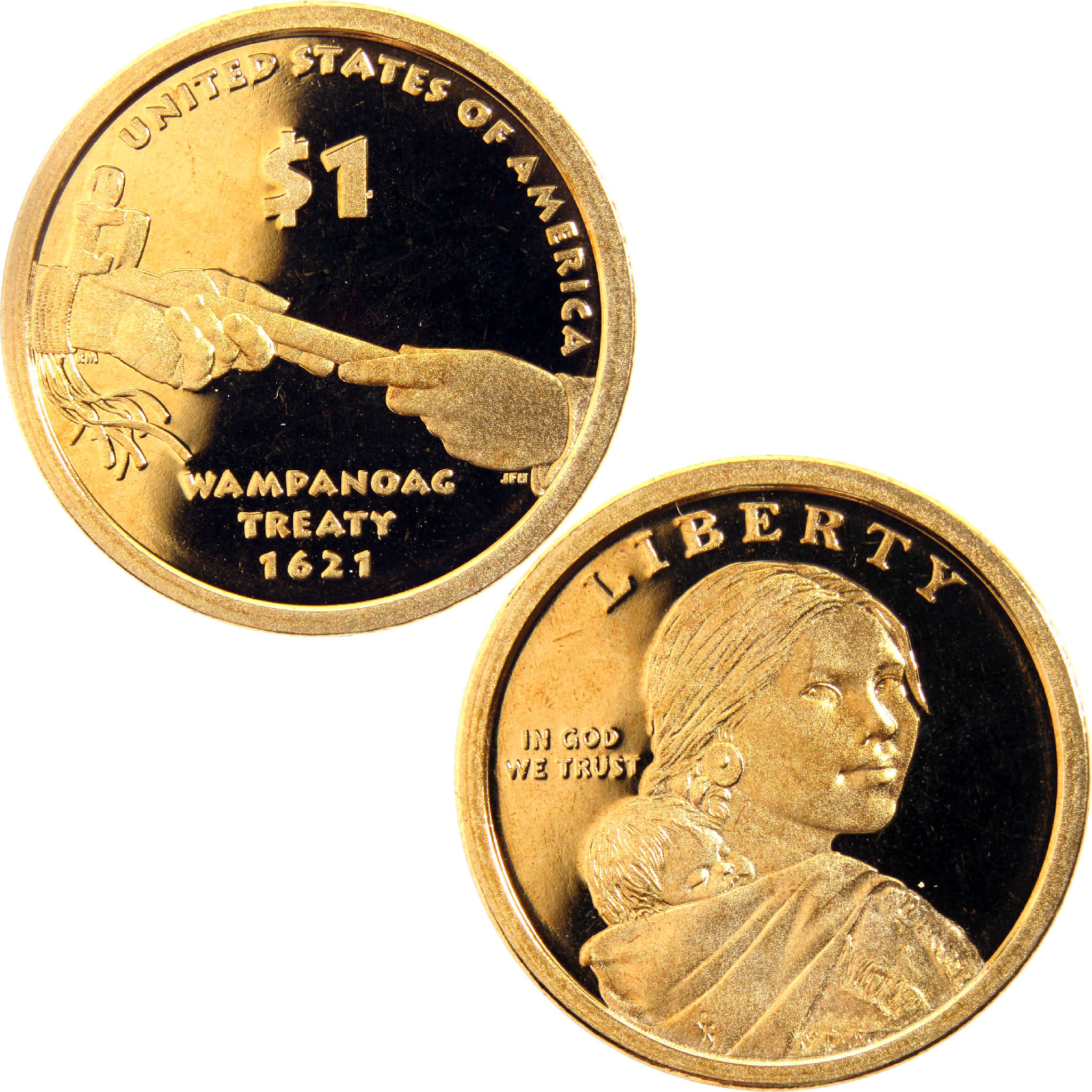 2011 S Wampanoag Treaty Native American Dollar Choice Proof $1 Coin