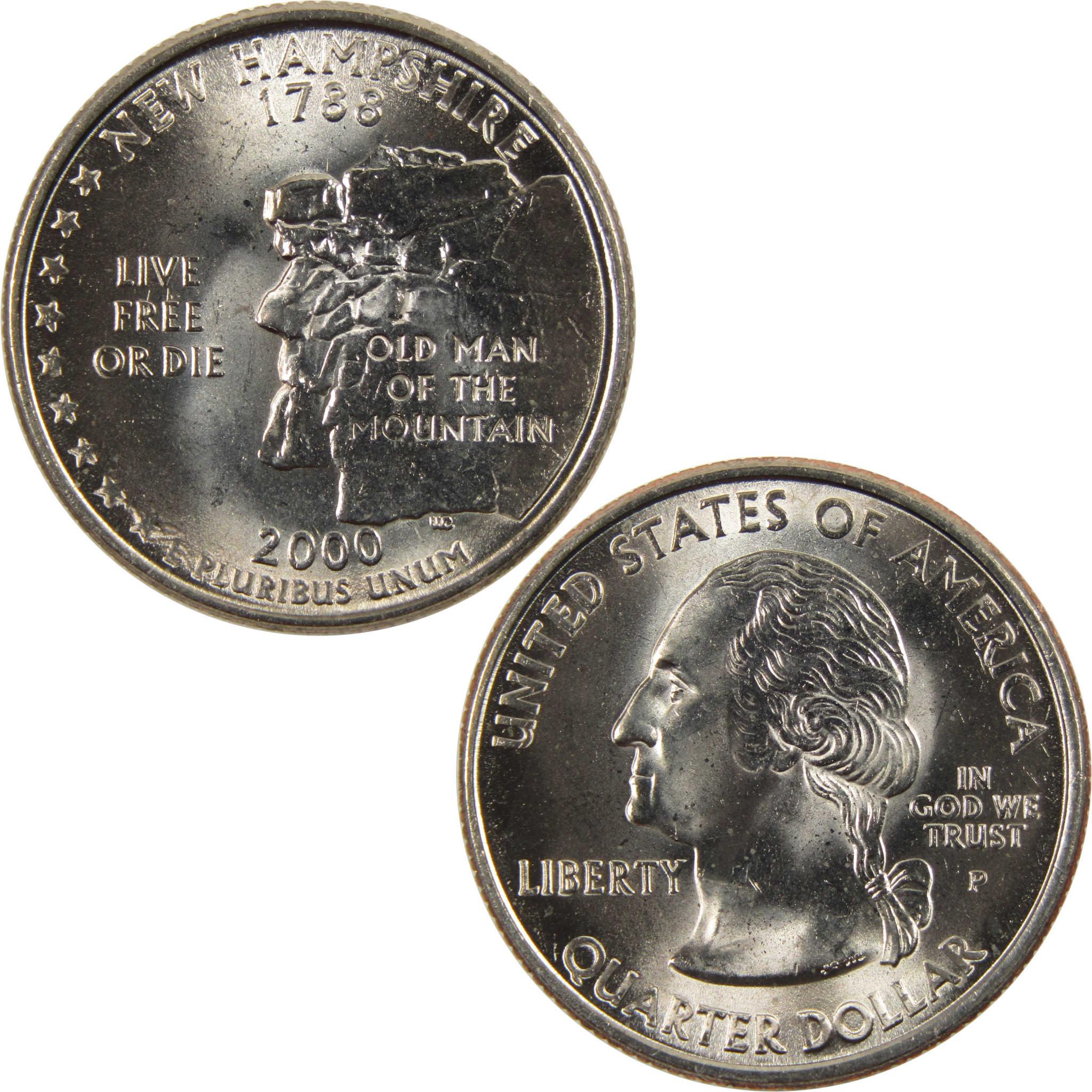 2000 P New Hampshire State Quarter BU Uncirculated Clad 25c Coin