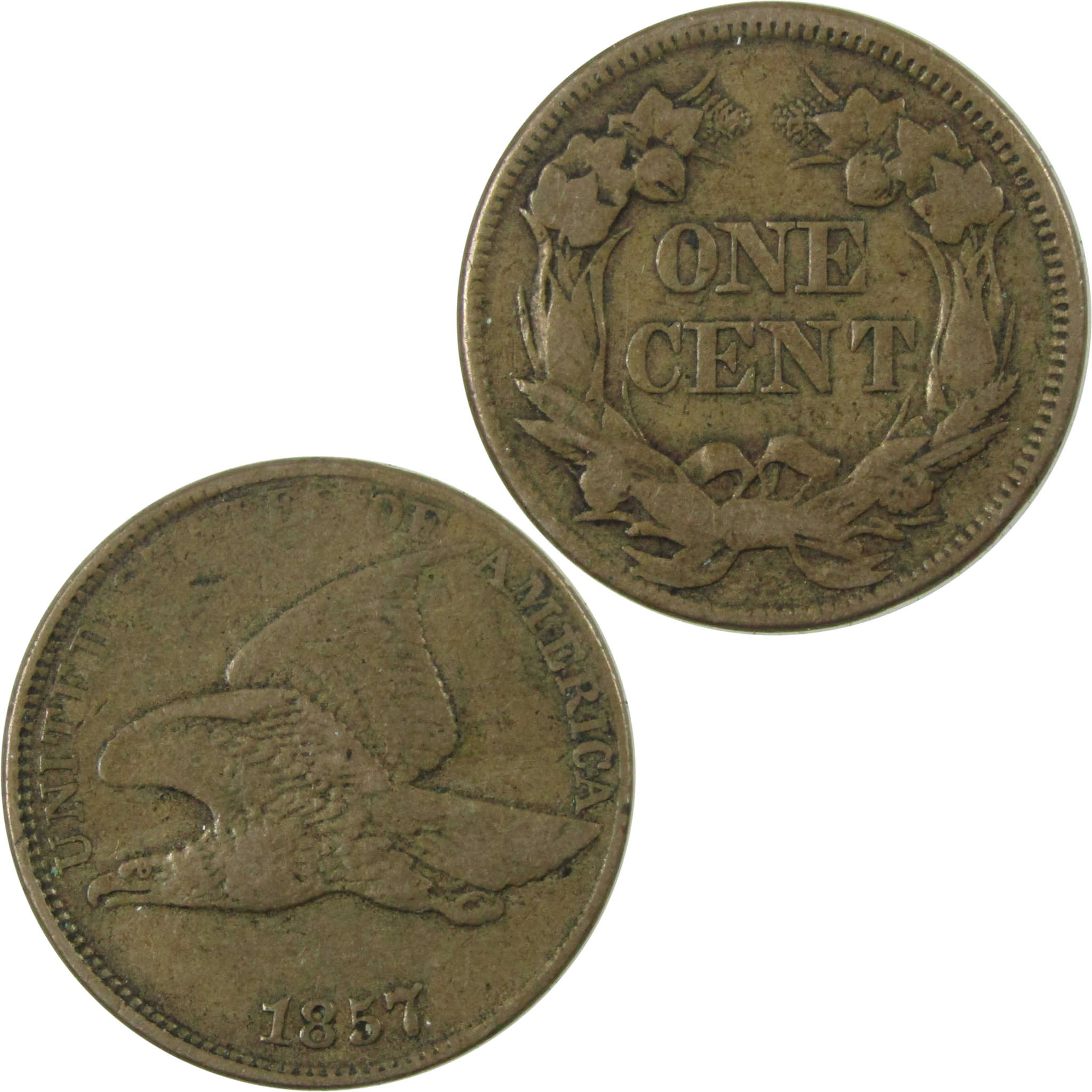 1857 Flying Eagle Cent VF Very Fine Penny 1c Coin SKU:I25374