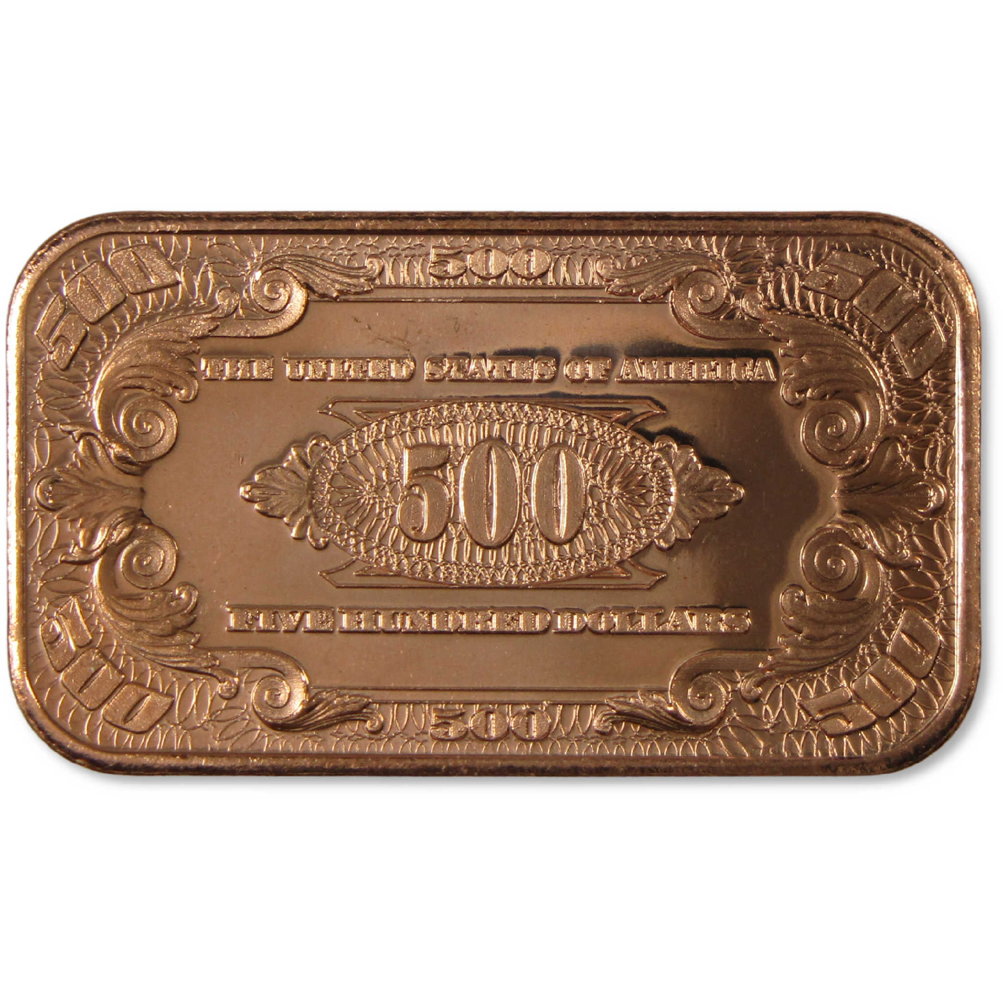 1934 $500 Federal Reserve Note-Shaped 1 oz .999 Copper Ingot Bar