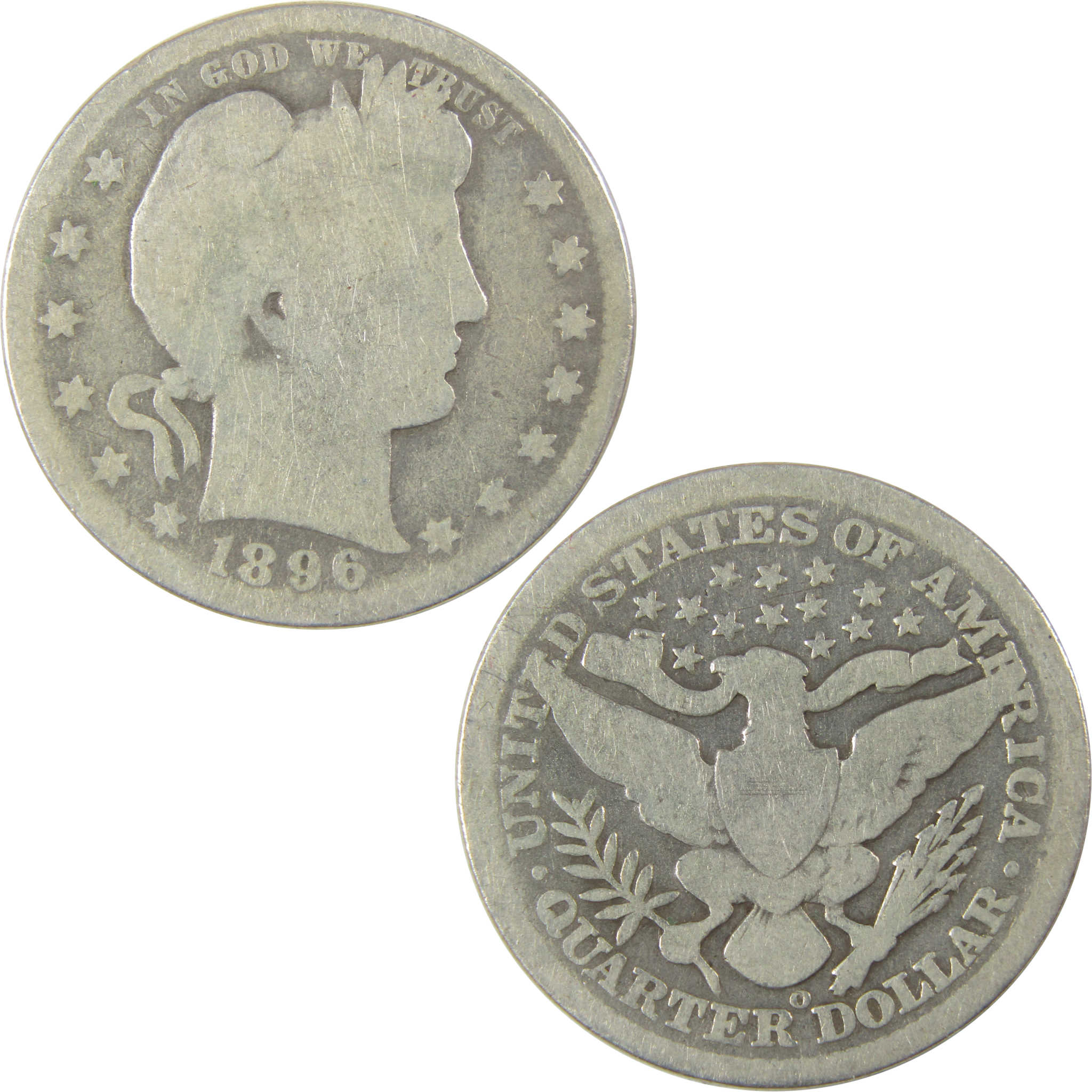 1896 O Barber Quarter AG About Good Silver 25c Coin SKU:I19766