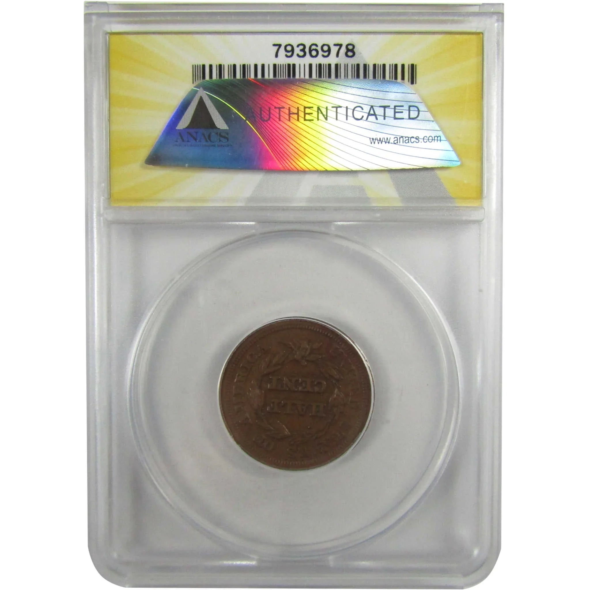 1853 Braided Hair Copper Half Cent AU 53 Details ANACS SKU:I28028