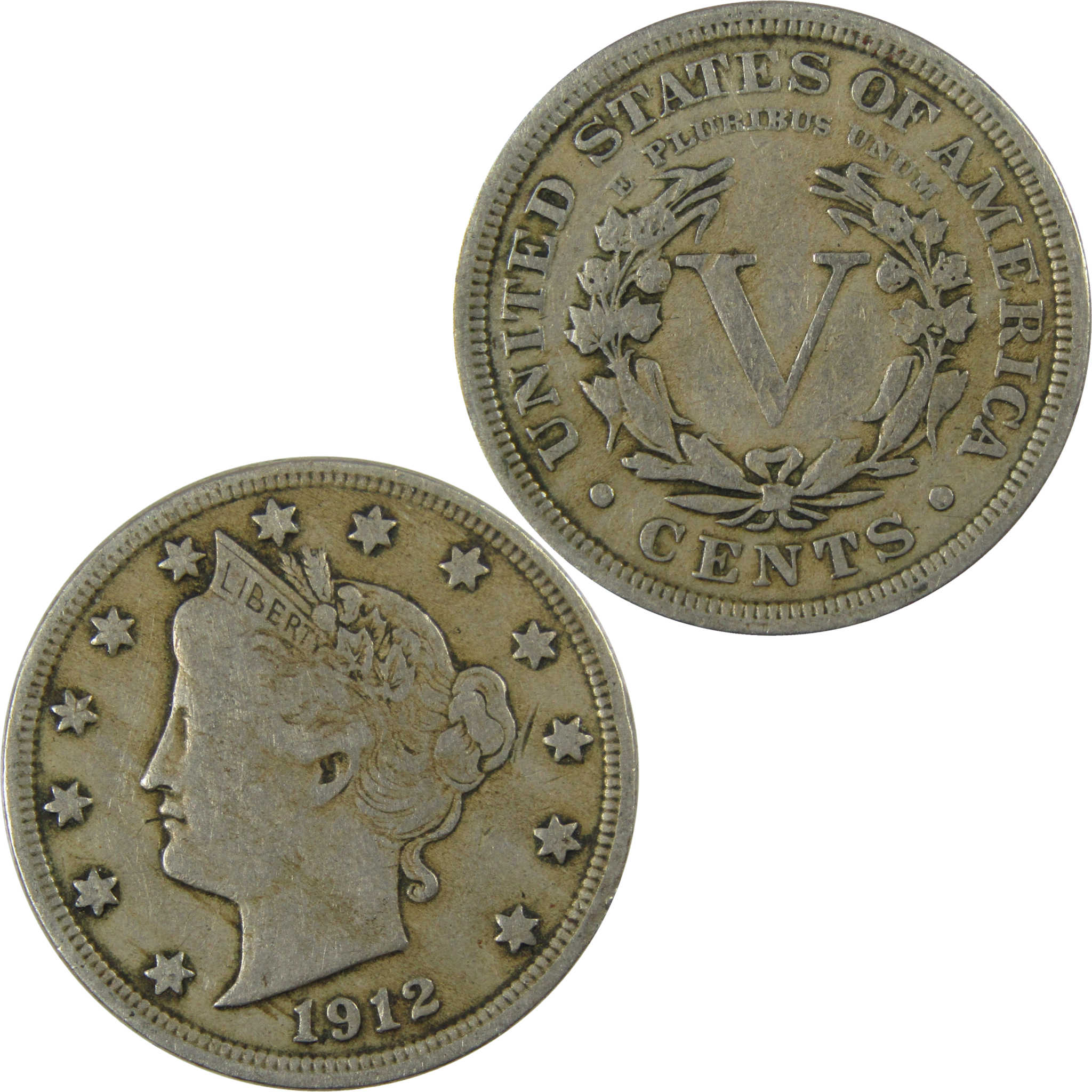 1912 Liberty Head V Nickel F Fine 5c Coin Collectible SKU:I26926