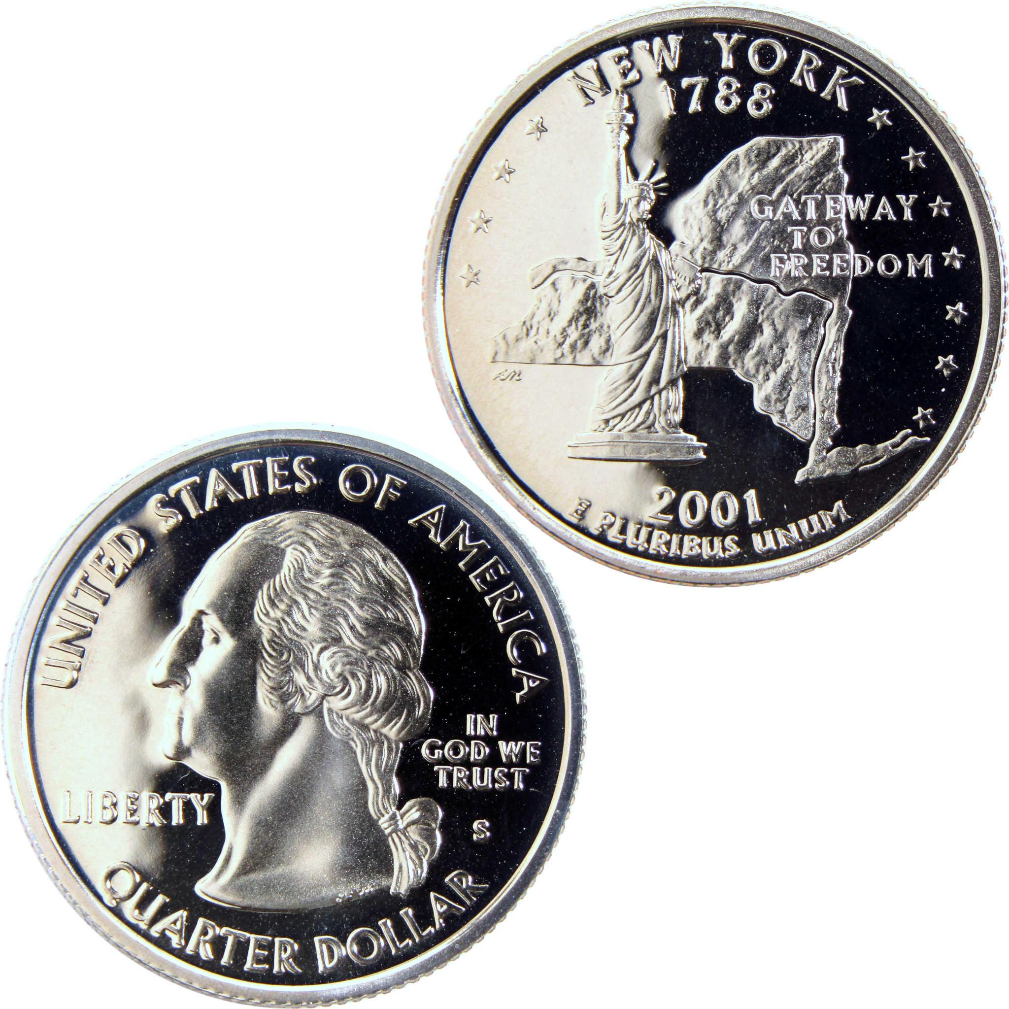 2001 New York State quarter dollar collectible coin, Statue of Liberty design