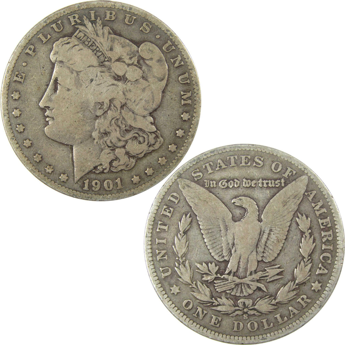 1901 S Morgan Silver Dollar VG Very Good $1 Coin SKU:I25363 - Morgan coin - Morgan silver dollar - Morgan silver dollar for sale - Profile Coins & Collectibles