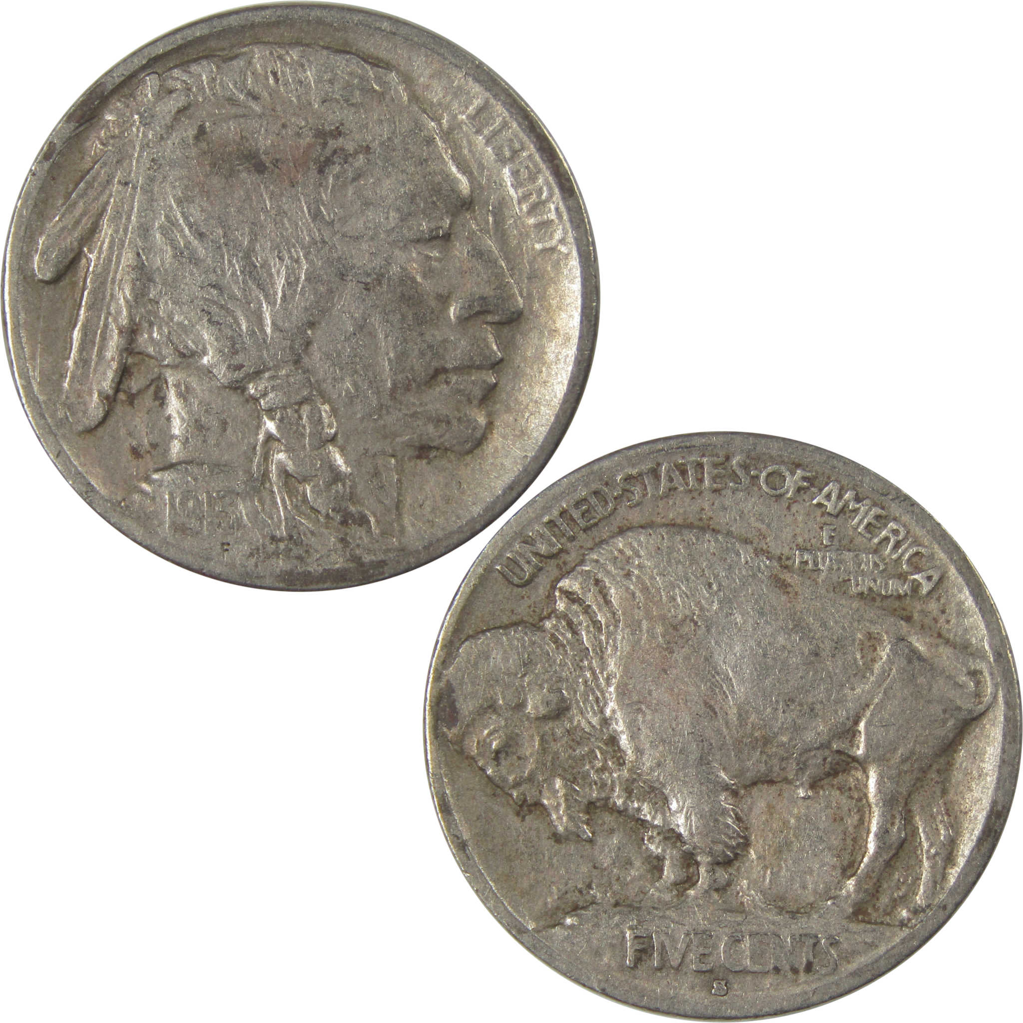 1913 S Type 1 Indian Head Buffalo Nickel F Fine Details SKU:I22891